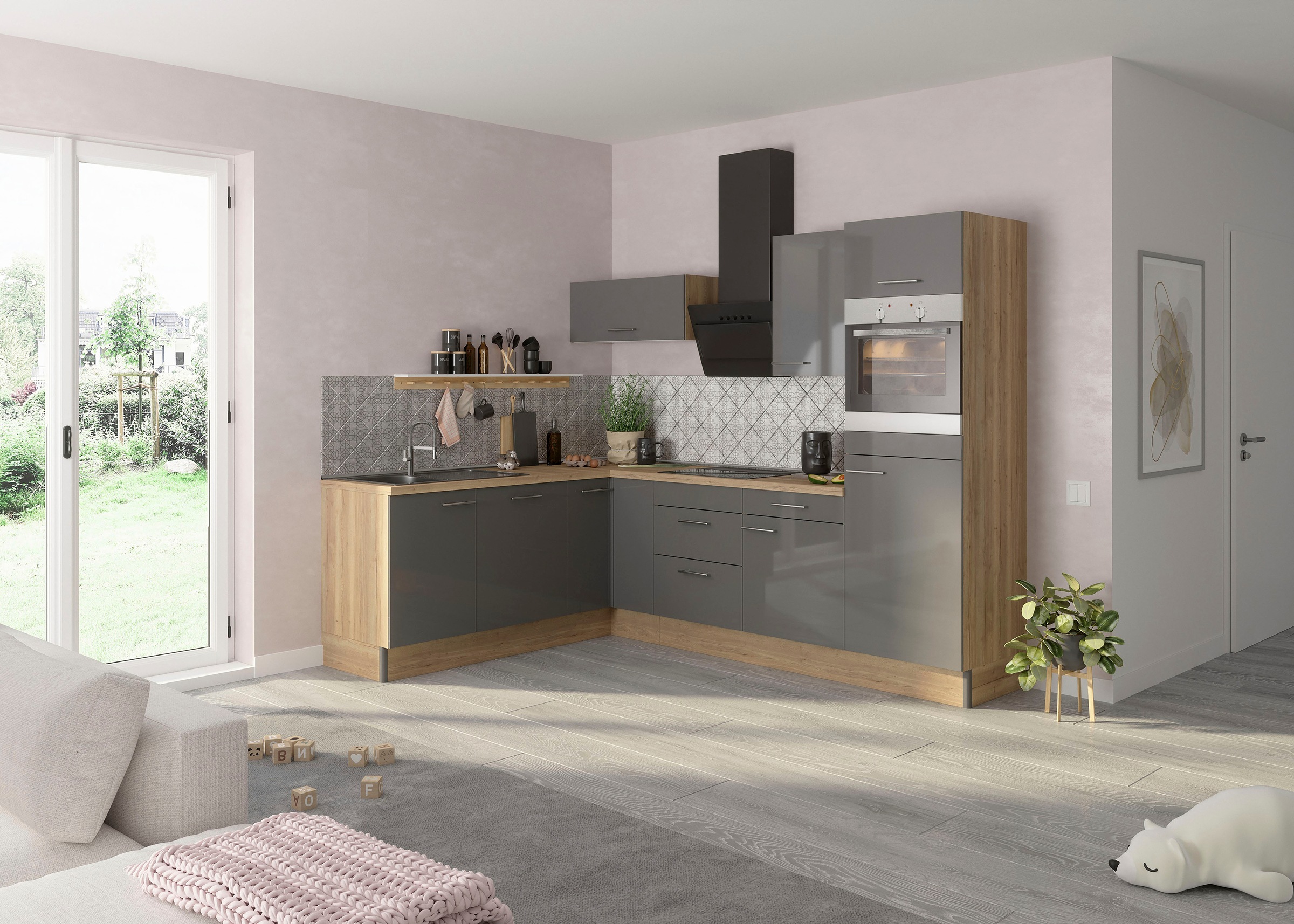 OPTIFIT Küche »Klara«, 200 x 270 cm breit, wahlweise mit E-Geräten