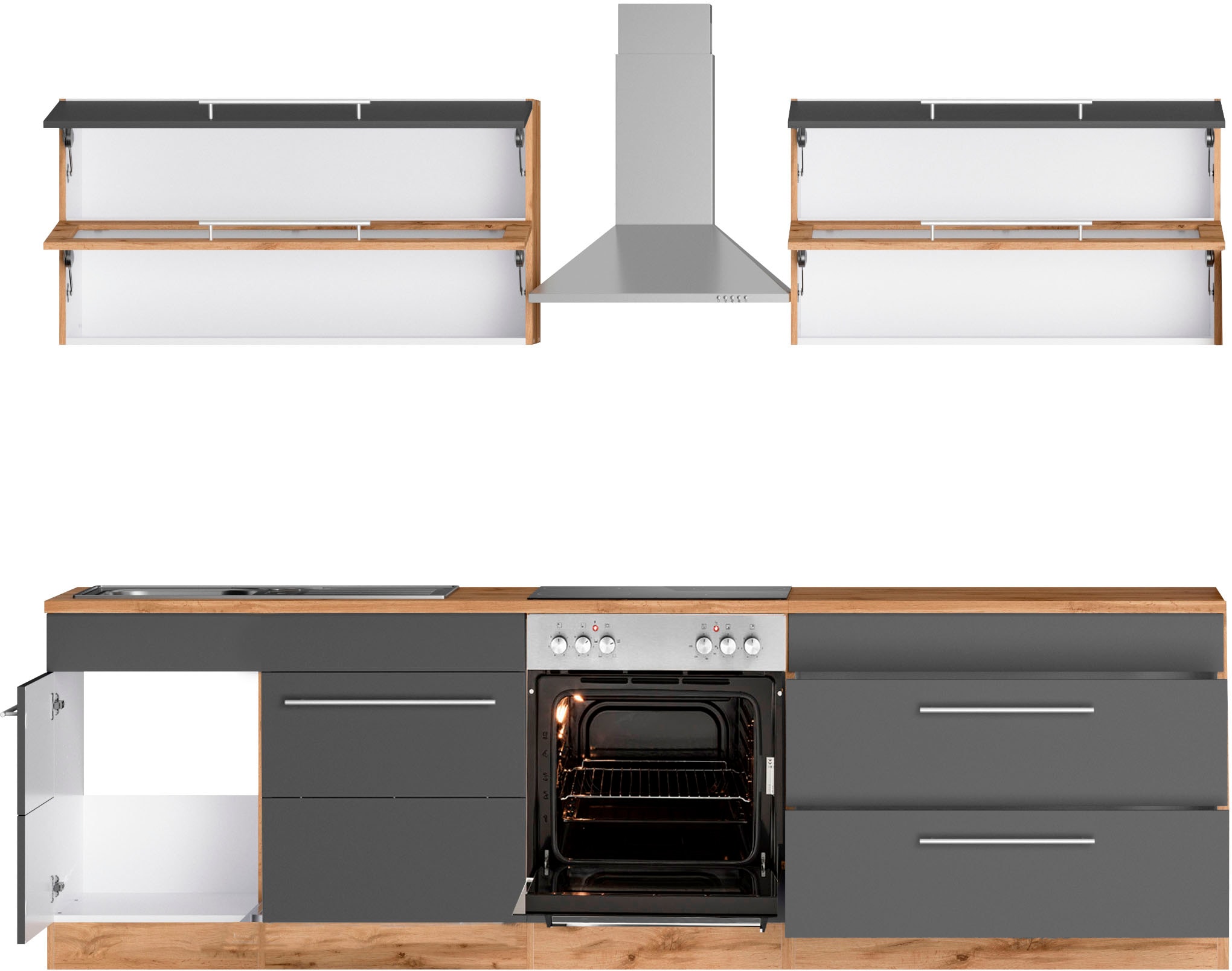 KOCHSTATION Küchenzeile »KS-Wien« Breite 260 cm, wahlweise mit E-Geräten