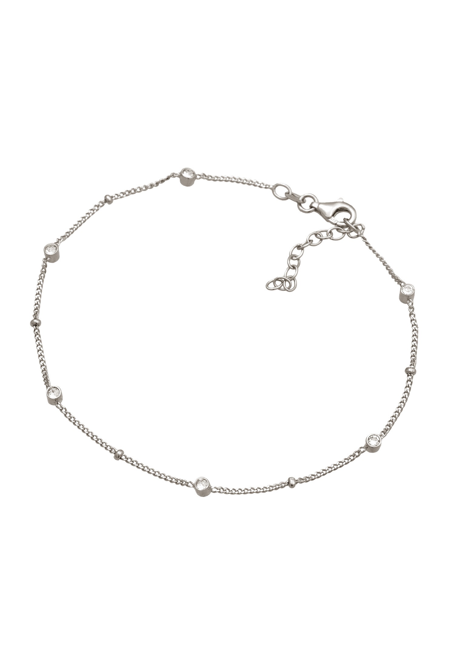 Elli Fußkette »Fußschmuck Fußkettchen Glas Kristalle Weiß 925 Sterling Silber«