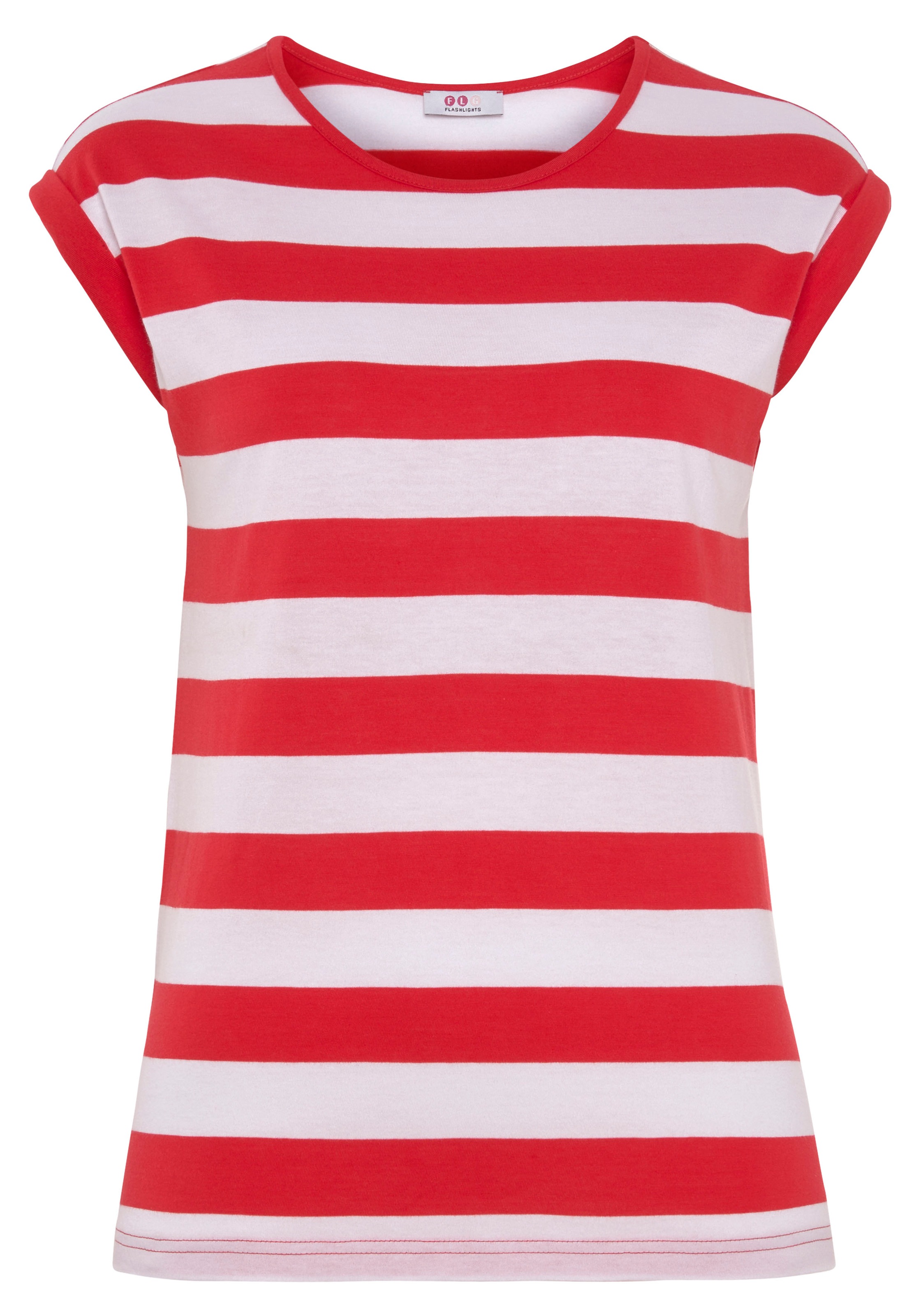 online Schultern bei OTTO T-Shirt, bestellen mit kleinem Flashlights überschnittenen Ärmelaufschlag &