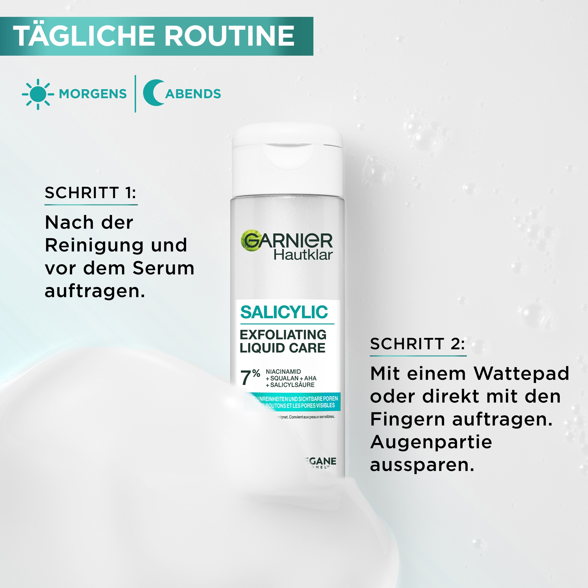 GARNIER Gesichtsfluid »Garnier Salicylic Exfoliating Liquid Care«, Mildert Unreinheiten und sorgt für ein ebenmäßiges Hautbild.