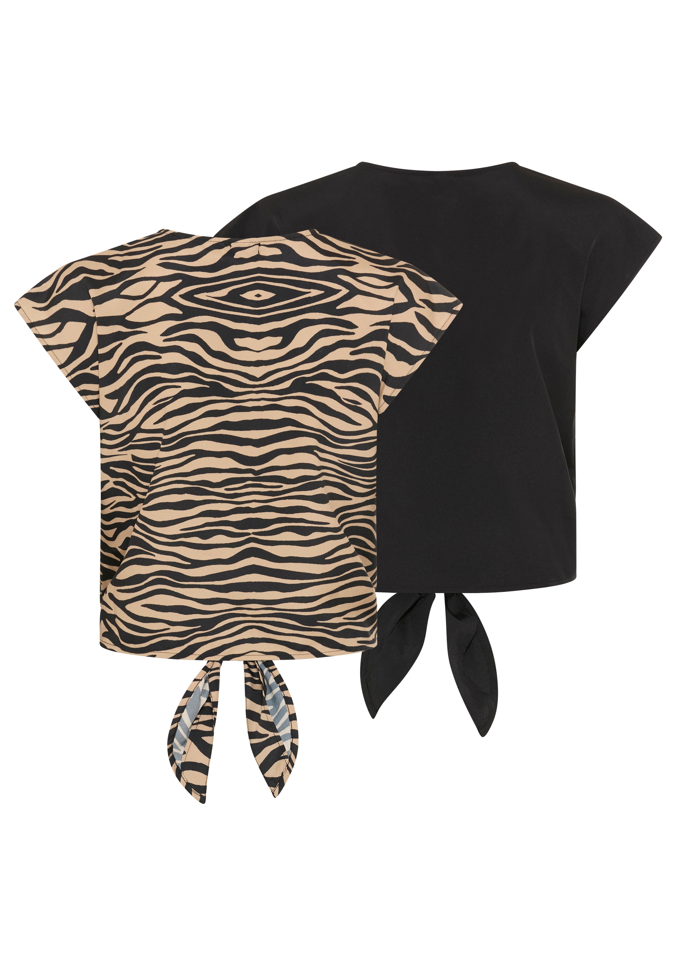 Laura Scott Kurzarmbluse femininer Stil, mit Knöpfen, aus Polyester, bedruckt