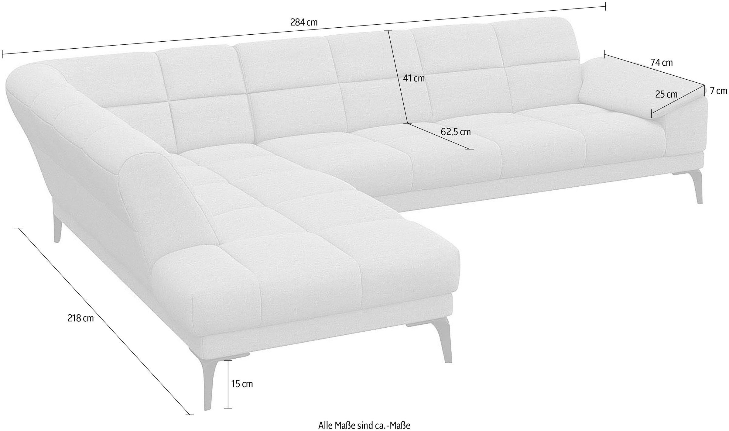 FLEXLUX Ecksofa »Viale L-Form, mit attraktiver und aktueller Rückensteppung«, Sitzaufbau mit hochwertigem Kaltschaum für mehr Sitzkomfort