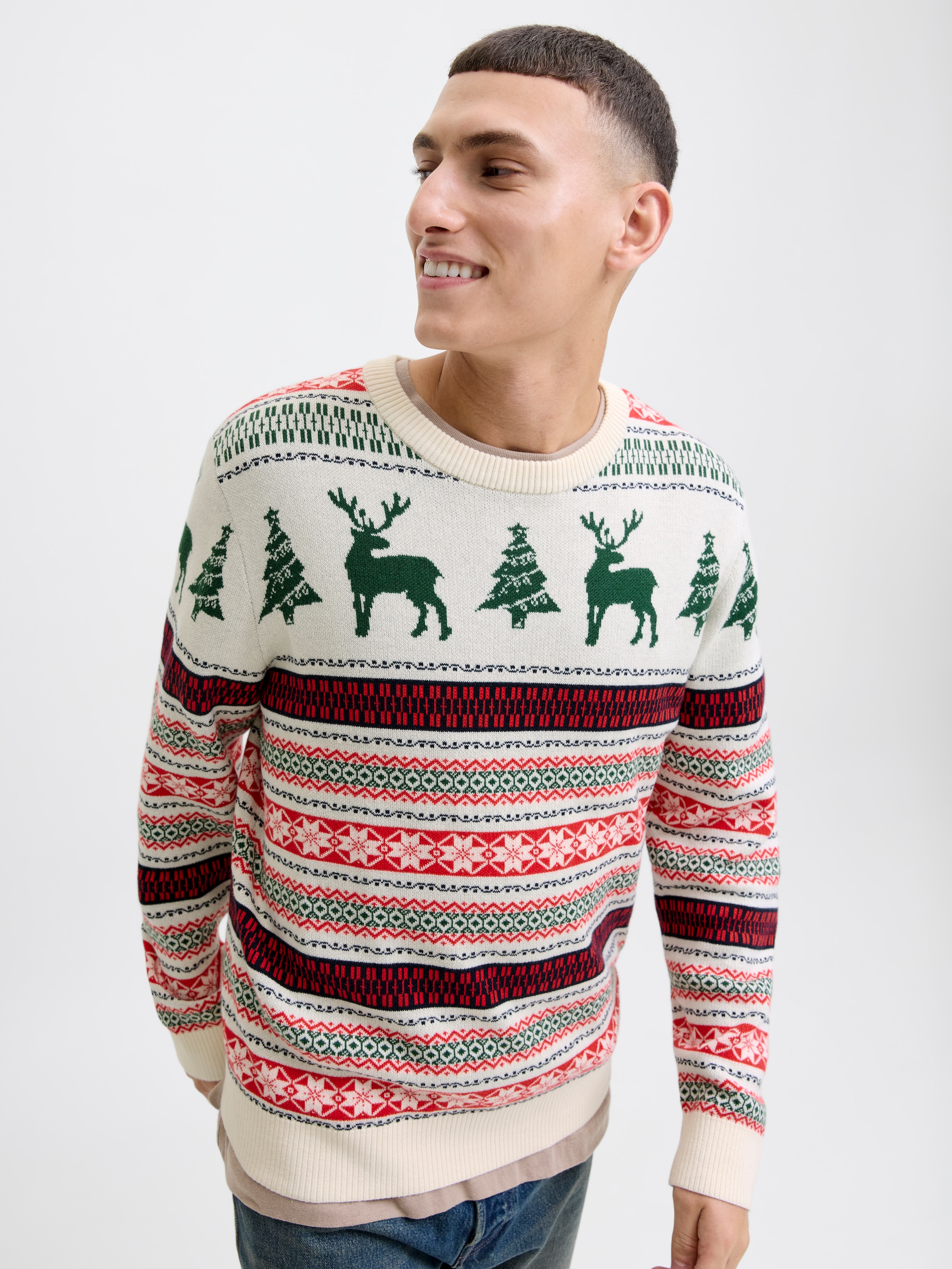 Jack & Jones Strickpullover »JJXMAS NOEL KNIT CREW NECK«