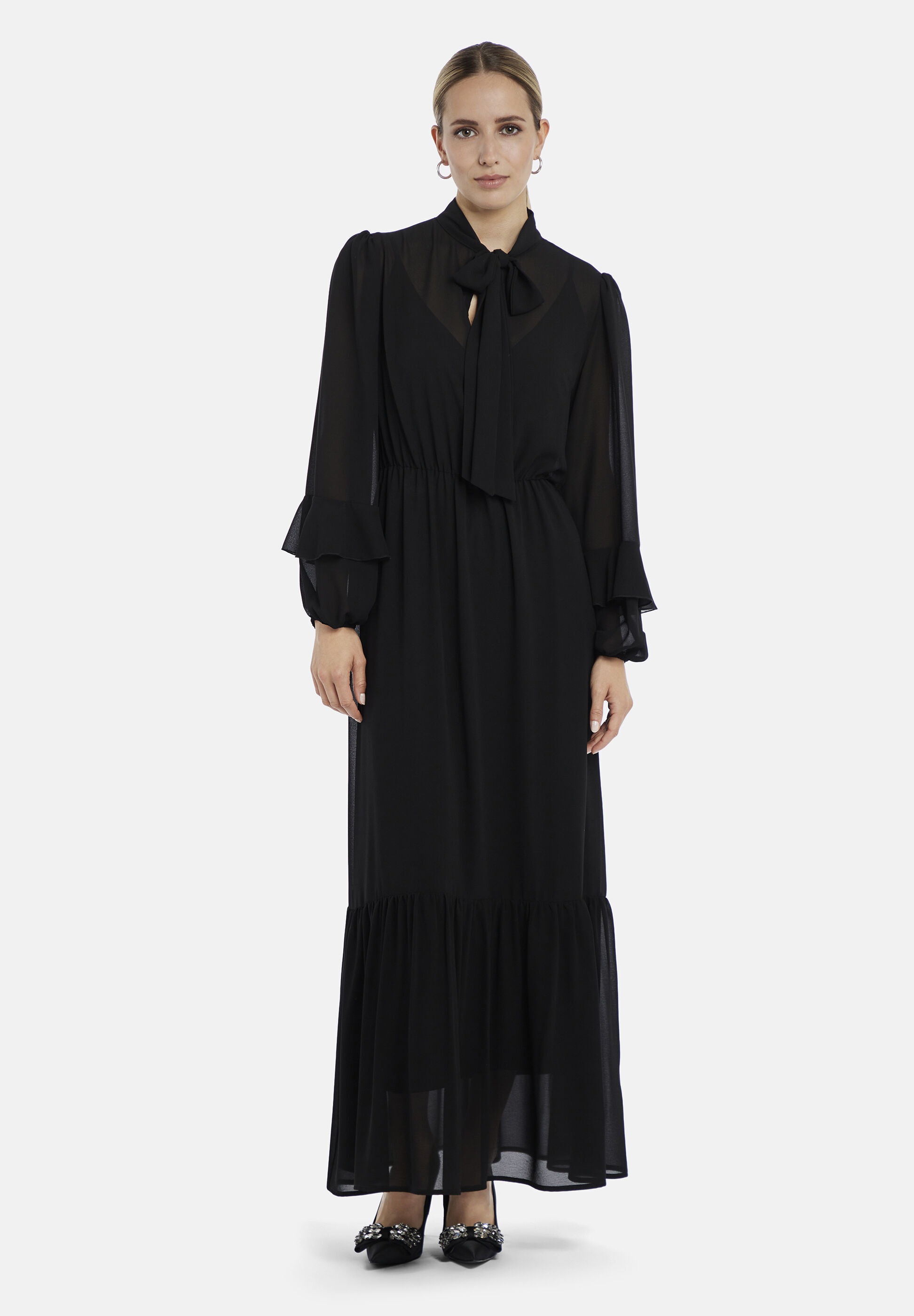 Nicowa Abendkleid »ARIWELA« Ohne Taschen weich fließender Chiffon