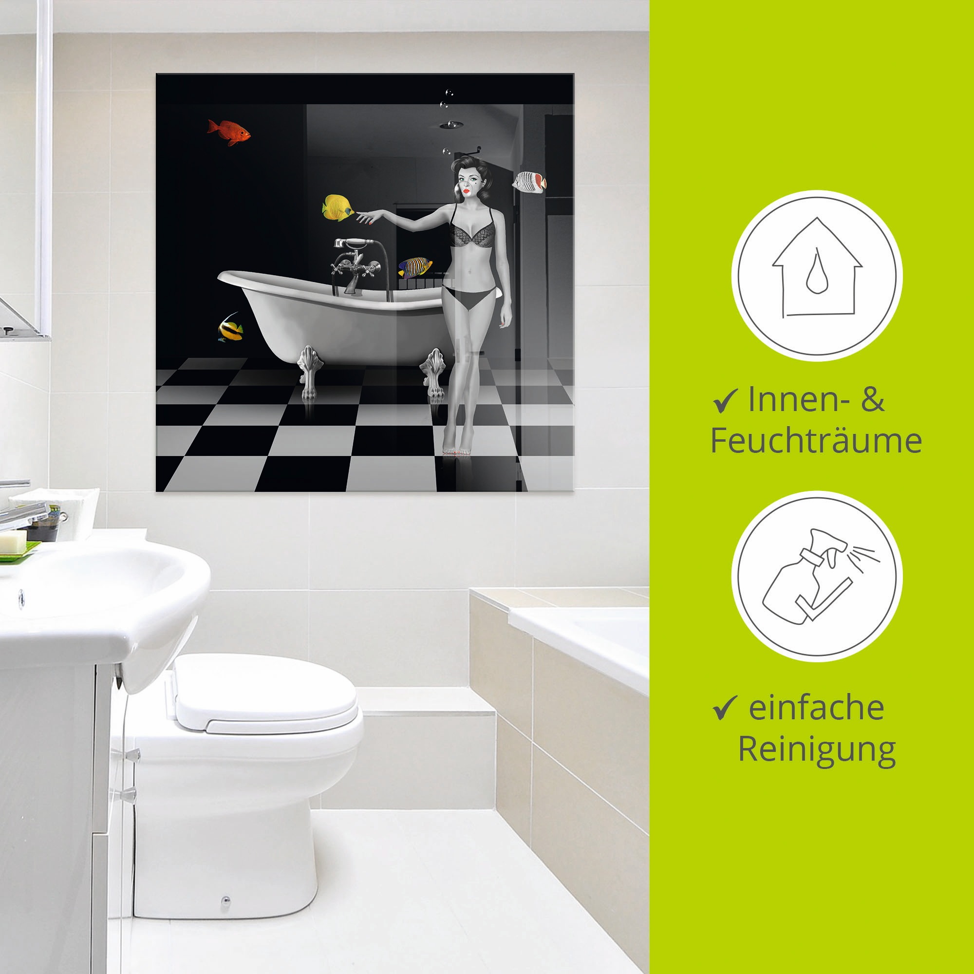 Artland Glasbild »Ein Badezimmer für Fische«, Frau, (1 St.), in verschiedenen Größen