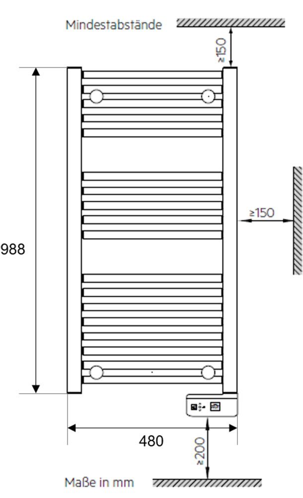 AEG Haustechnik Badheizkörper »BHG 505 W, 0,5 kW, weiß«, Steckerfertig, LED