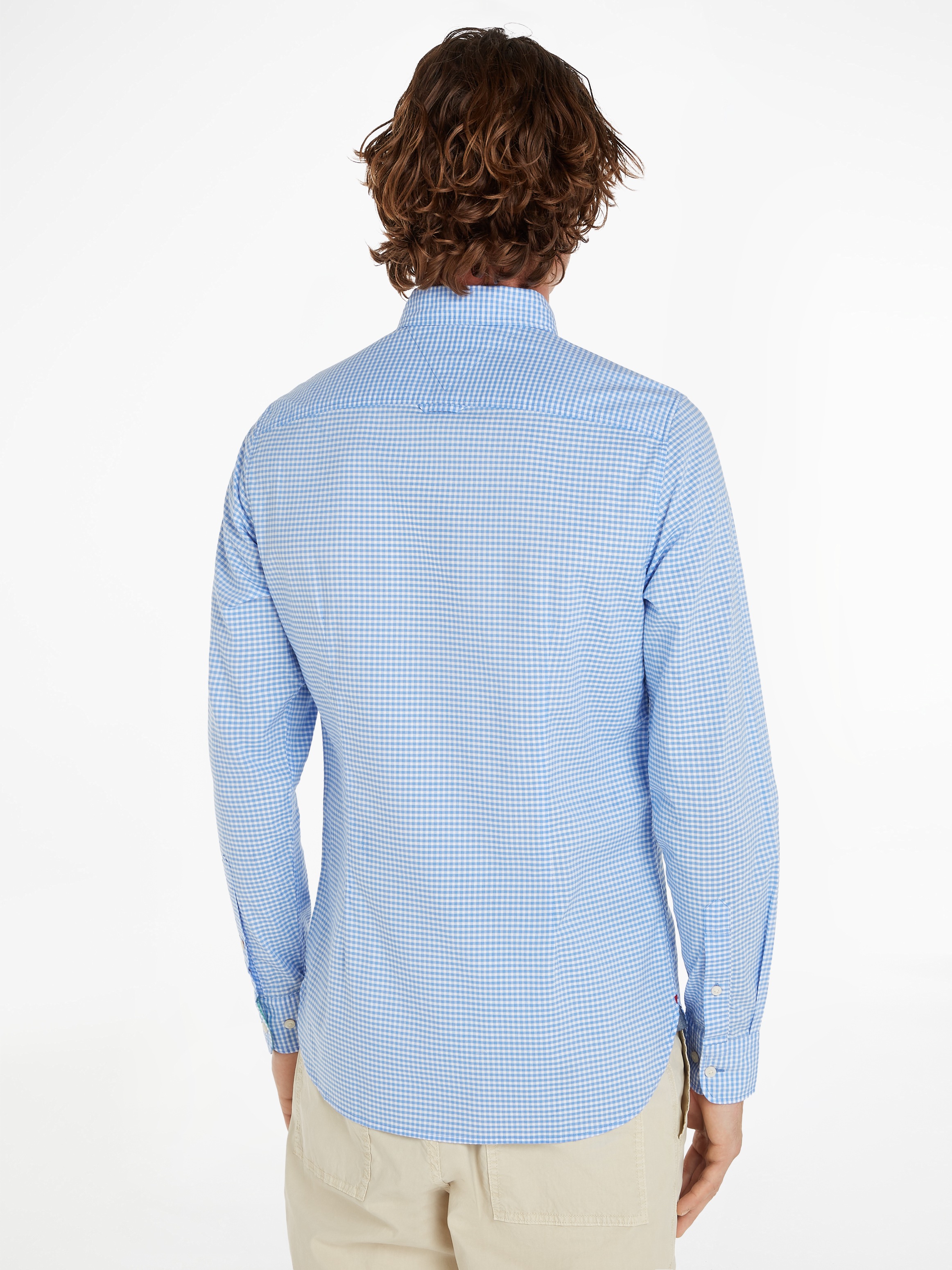 Tommy Hilfiger Karohemd »FLEX TEXTURED GINGHAM SF SHIRT«, mit kleiner Logostickerei