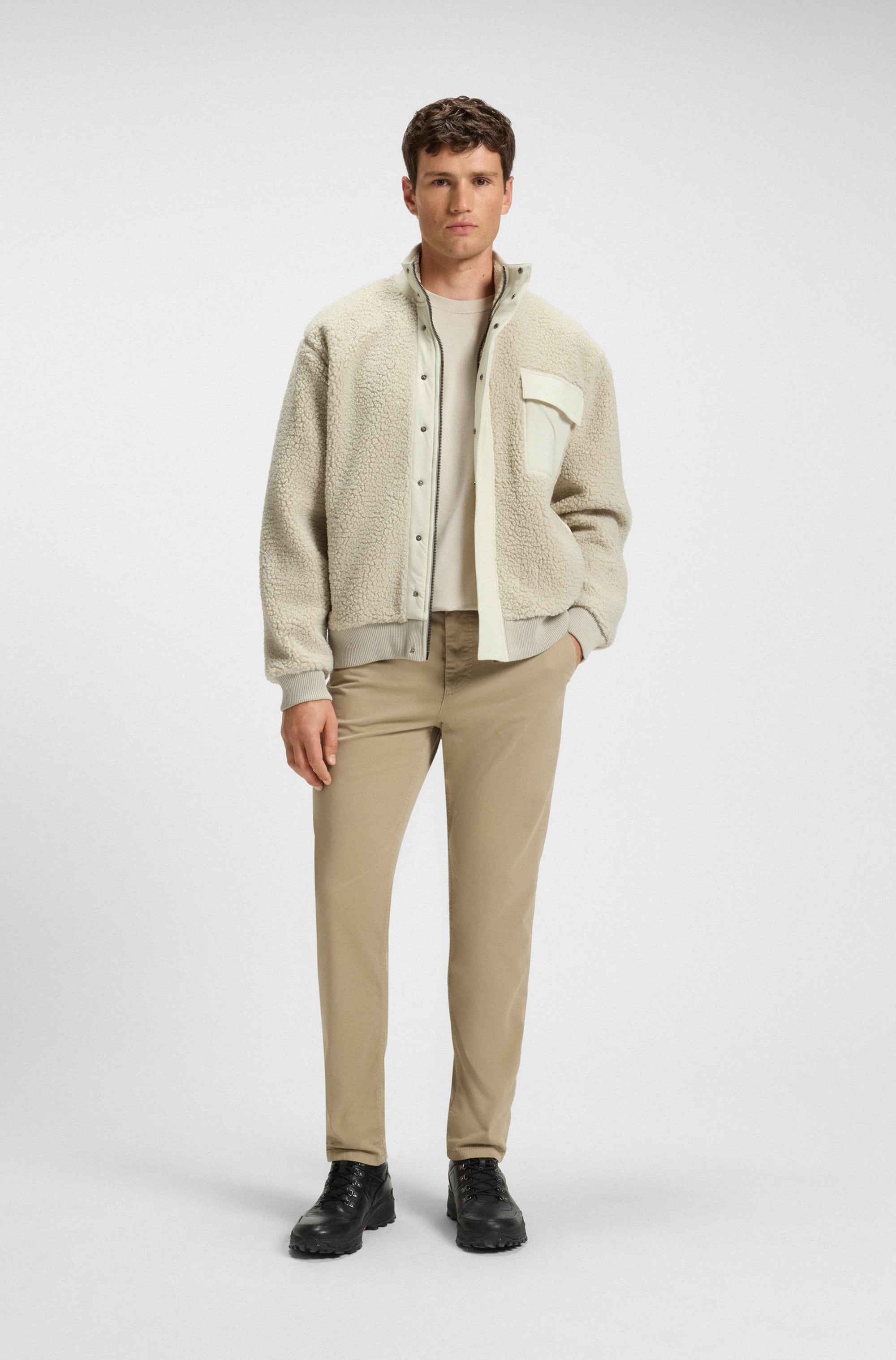 BOSS ORANGE Blouson »Ze cozysolid« Teddy Fell Fleece Kuschel Plüsch Jacke