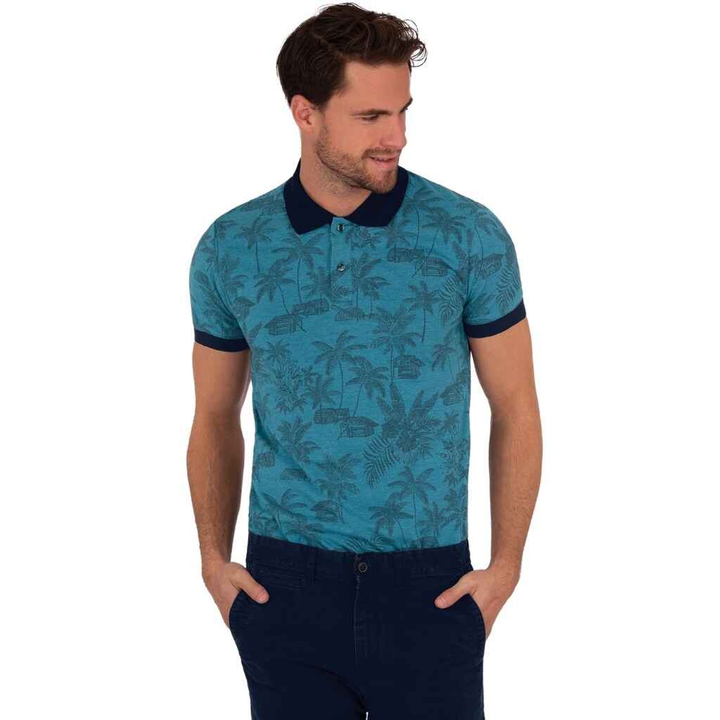 Trigema Poloshirt »TRIGEMA Poloshirt mit sommerlichem Palmen-Motiv«