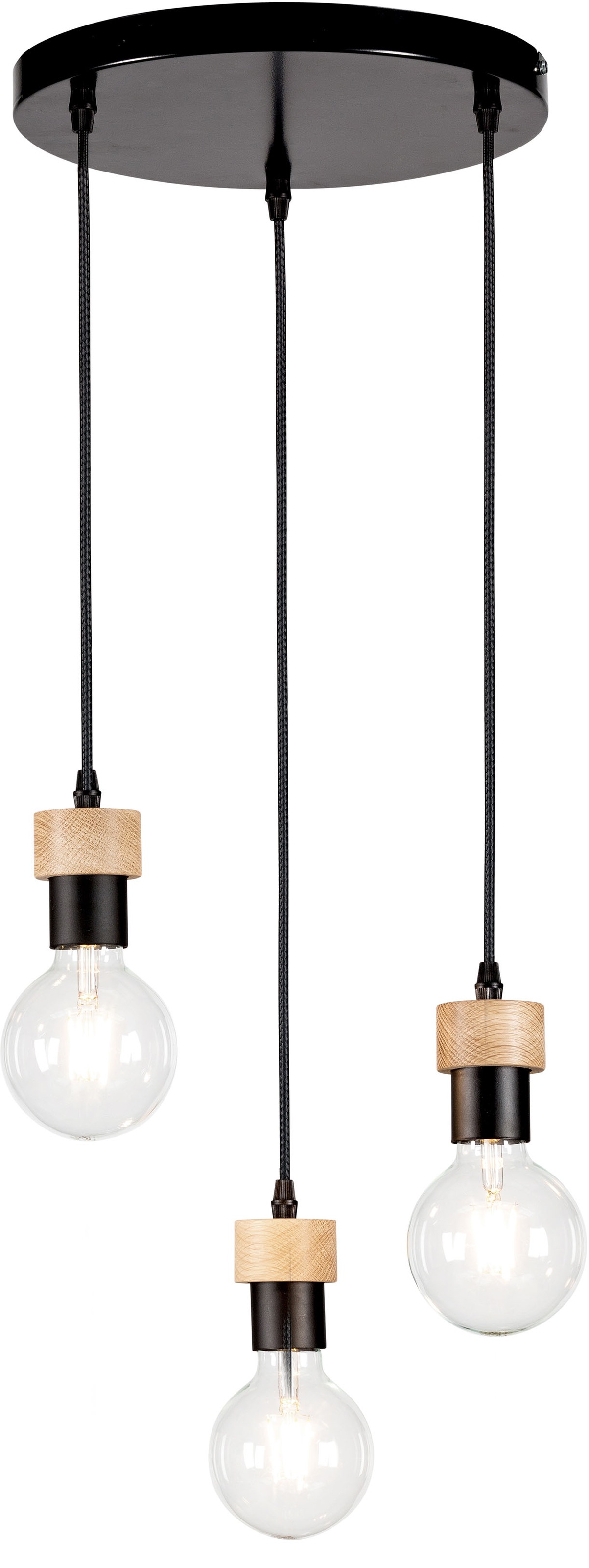 BRITOP LIGHTING Pendelleuchte »CLARTE«, 3 flammig, Leuchtmittel E27 | Leuchtmittel wechselbar-ohne Leuchtmittel, Naturprodukt aus Eichenholz, Nachhaltig mit FSC®-Zertifikat