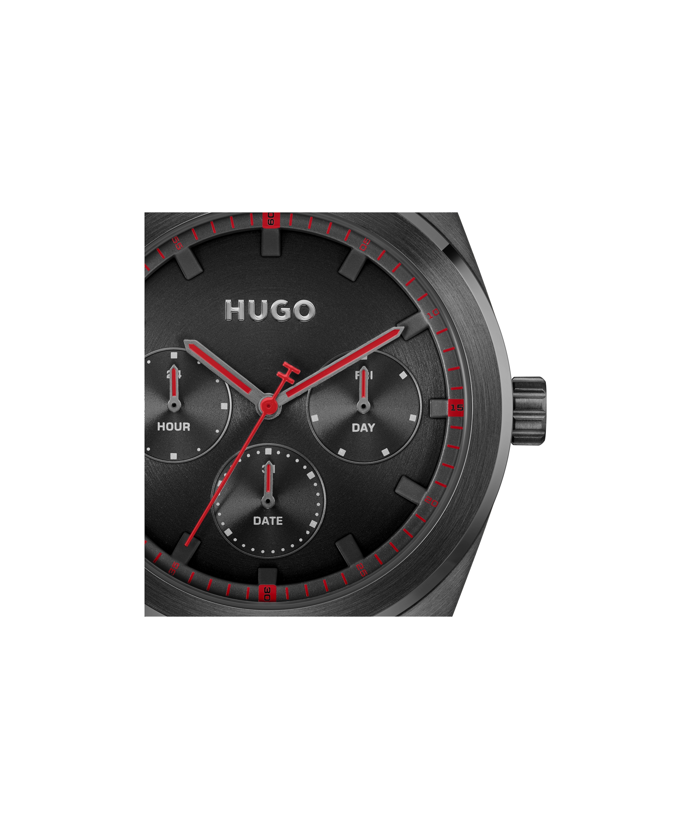 HUGO Multifunktionsuhr »#BRIGHT SPORT« Quarzuhr, Armbanduhr, Herrenuhr, Lederarmband, analog
