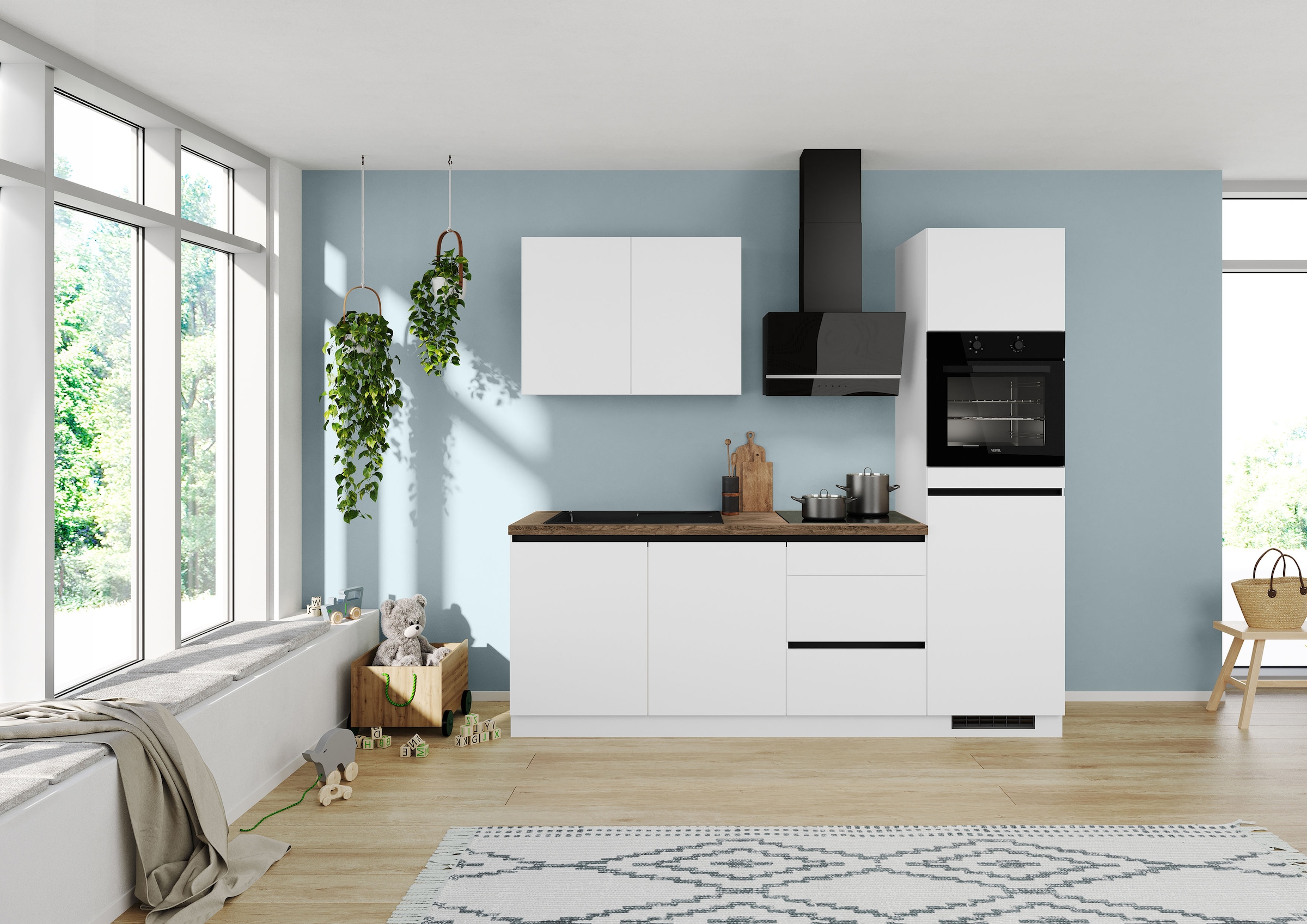 IMPULS KÜCHEN Küchenzeile »Dublin, Ausrichtung wählbar, Schubkästen mit Soft-Close« Set,  vormontiert, in verschiedenen Farben erhältlich, Breite 240 cm