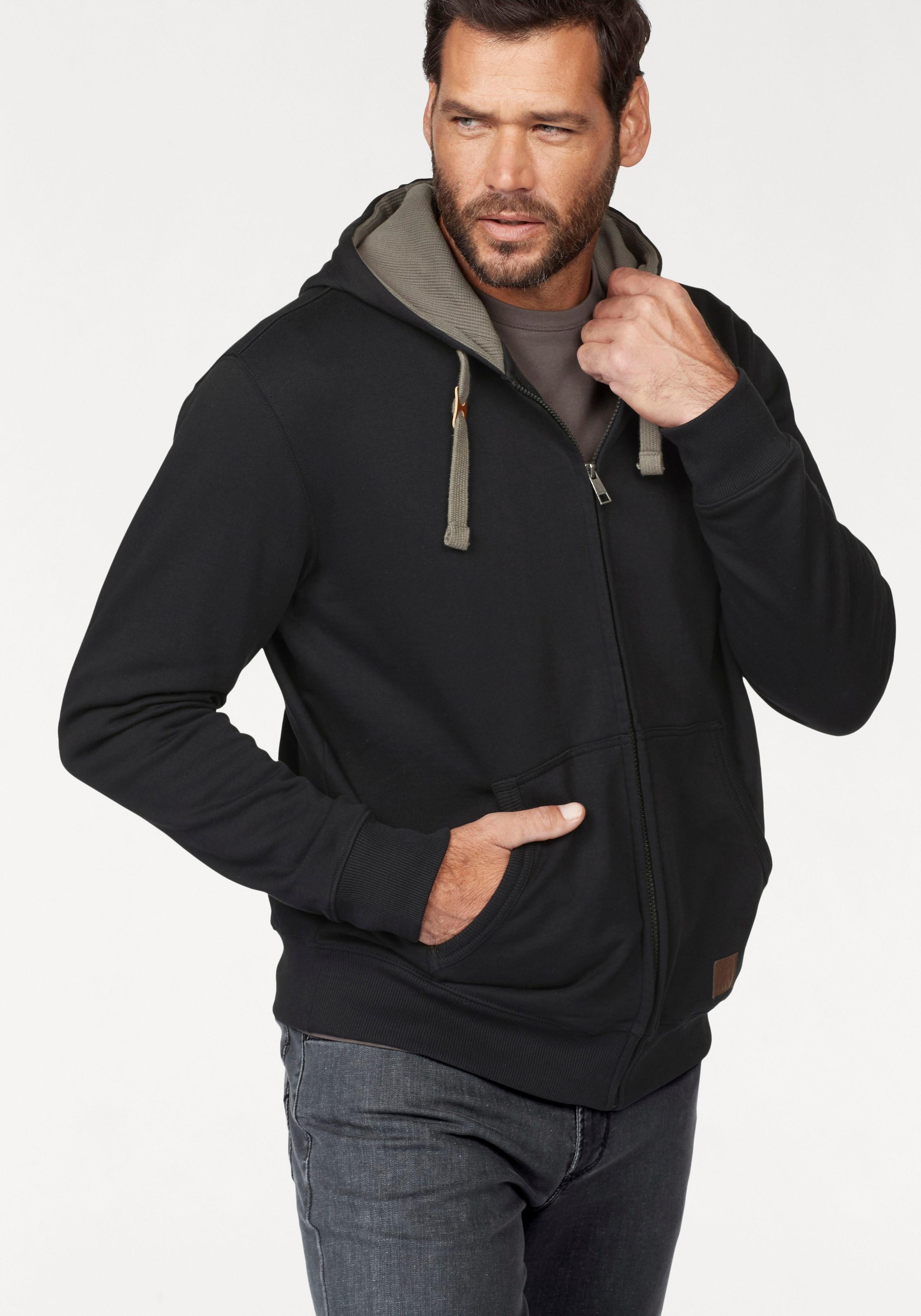 Man's World Kapuzensweatjacke, mit kontrastfarbigem Innenfutter