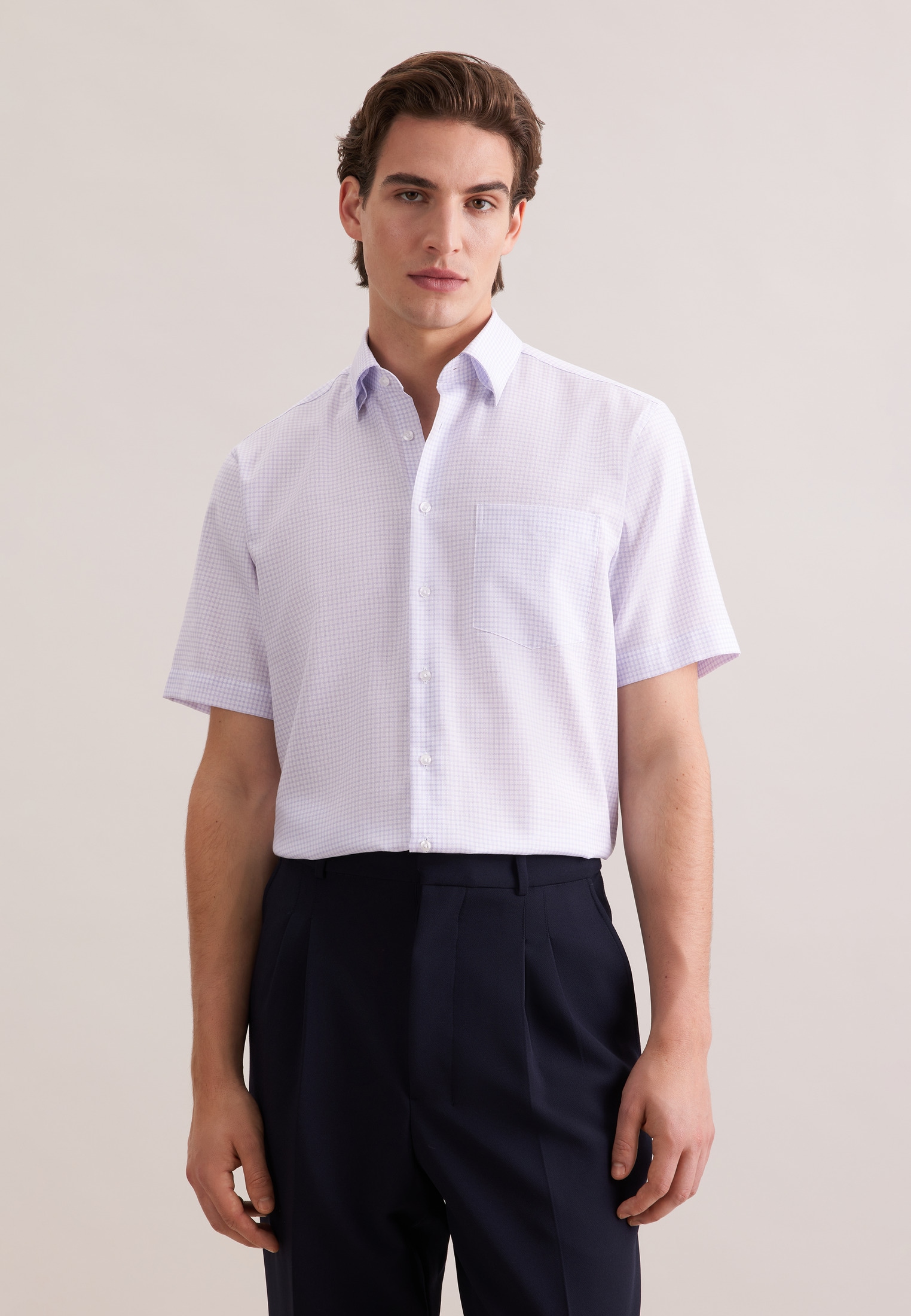 seidensticker Businesshemd »Schwarze Rose« Comfort 1/2 Covered-Button-Down-Kragen Karo