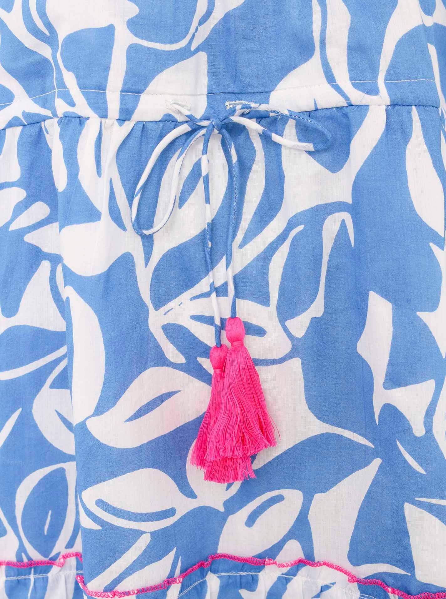 Zwillingsherz Sommerkleid »"Blätter Zweifarbig"«, mit Tasseln und kontrastfarbigen Details