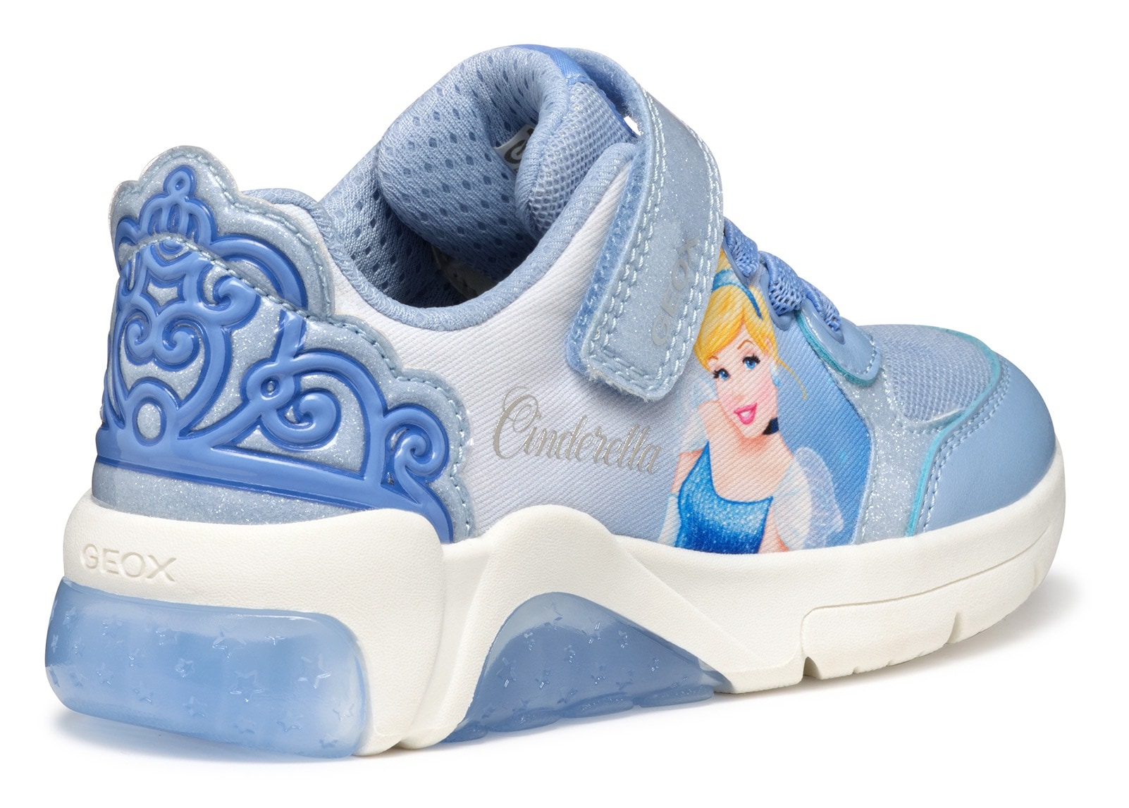 Geox Sneaker »J FADINLIGHT GIRL Blinkschuh«, Disney Sneaker, Klettschuh mit Glitzer und Cinderella Motiv, Blinki