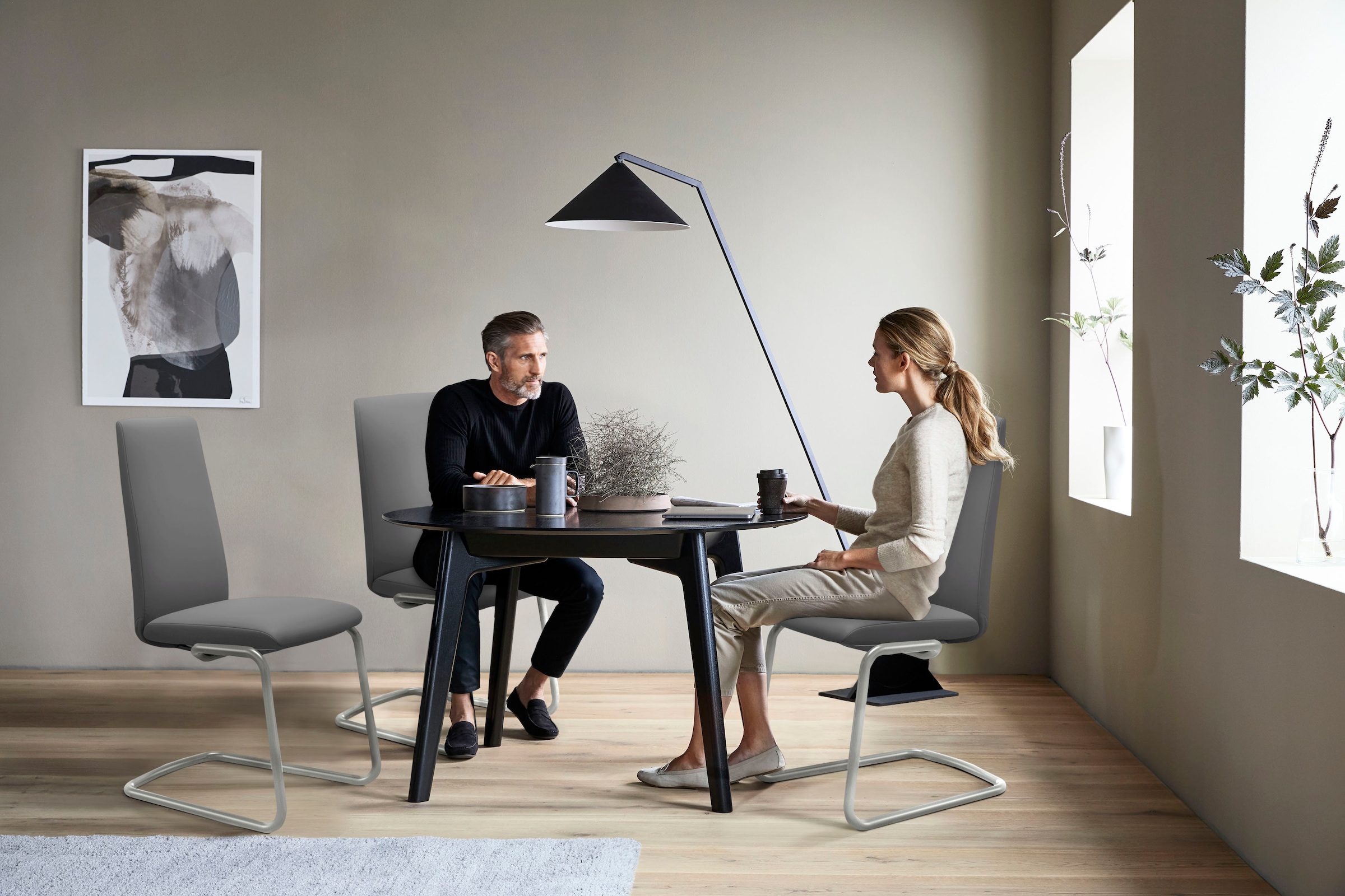 Stressless® Polsterstuhl »Laurel«, Leder BATICK, High Back, Größe L, mit Beinen aus Stahl in Schwarz matt