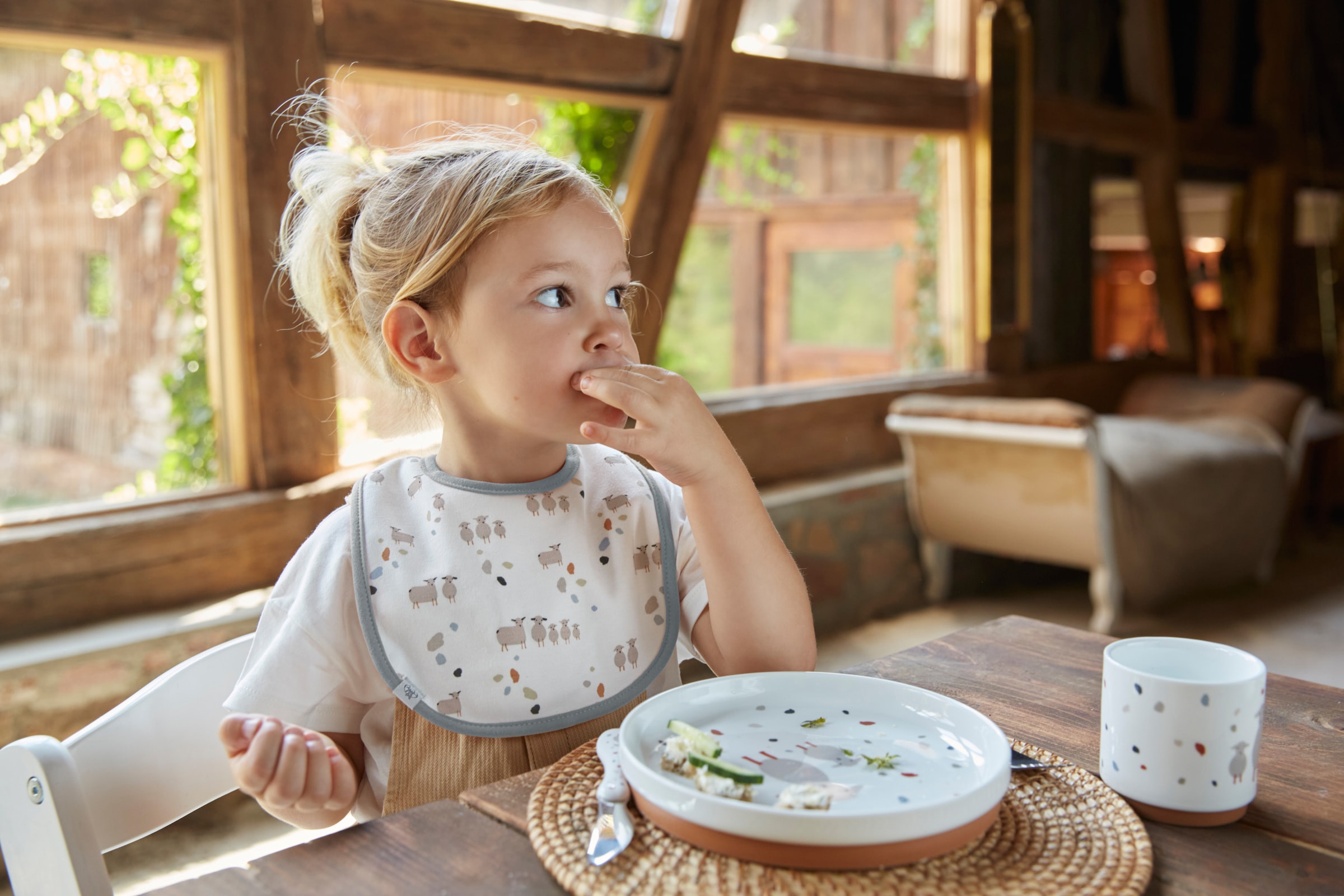 LÄSSIG Lätzchen »Tiny Farmer, Sheep«, (Set, 5 St.), PETA-approved vegan