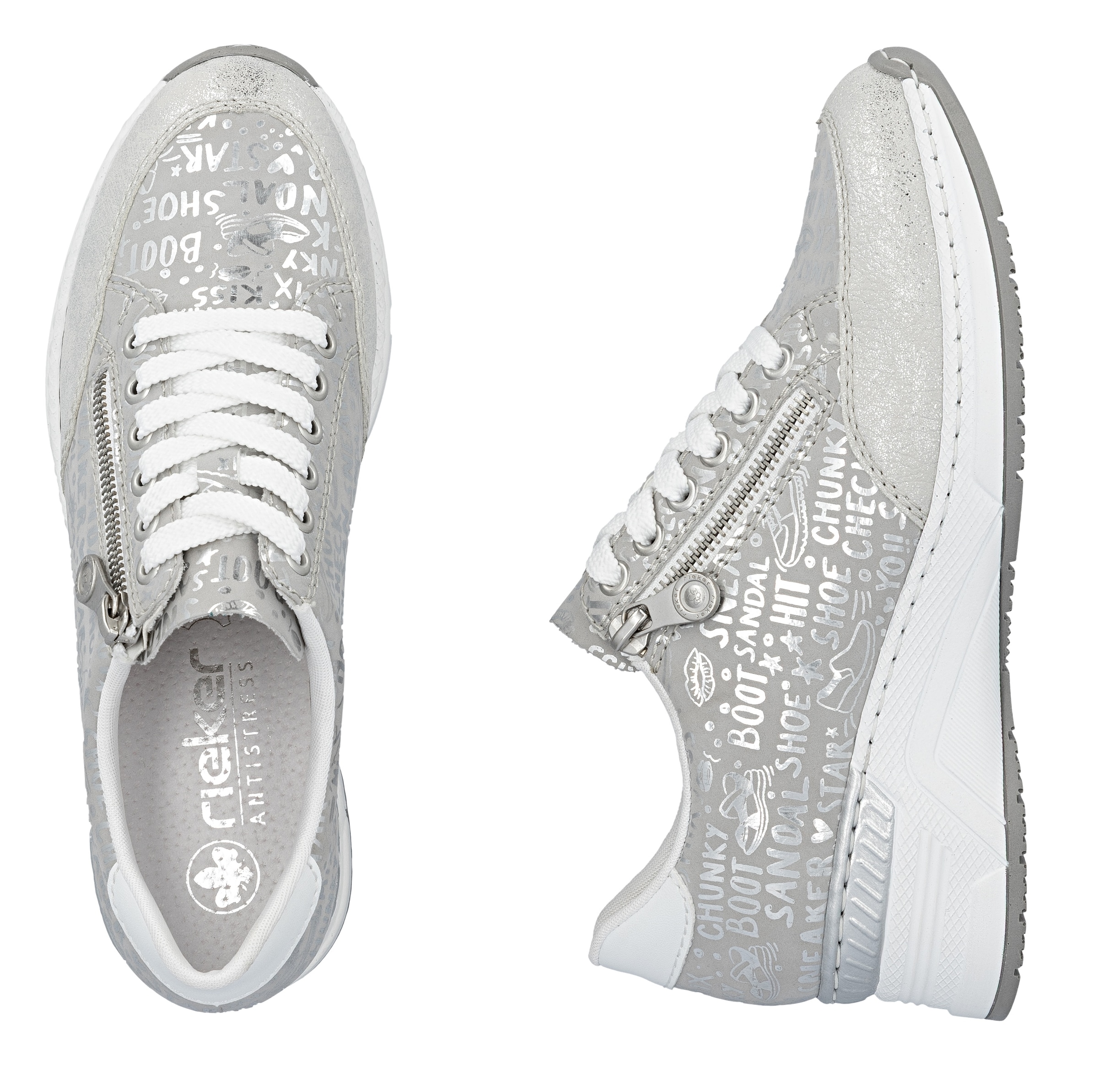 Rieker Sneaker  mit Lettern bedruckt, Freizeitschuh, Halbschuh, Schnürschuh