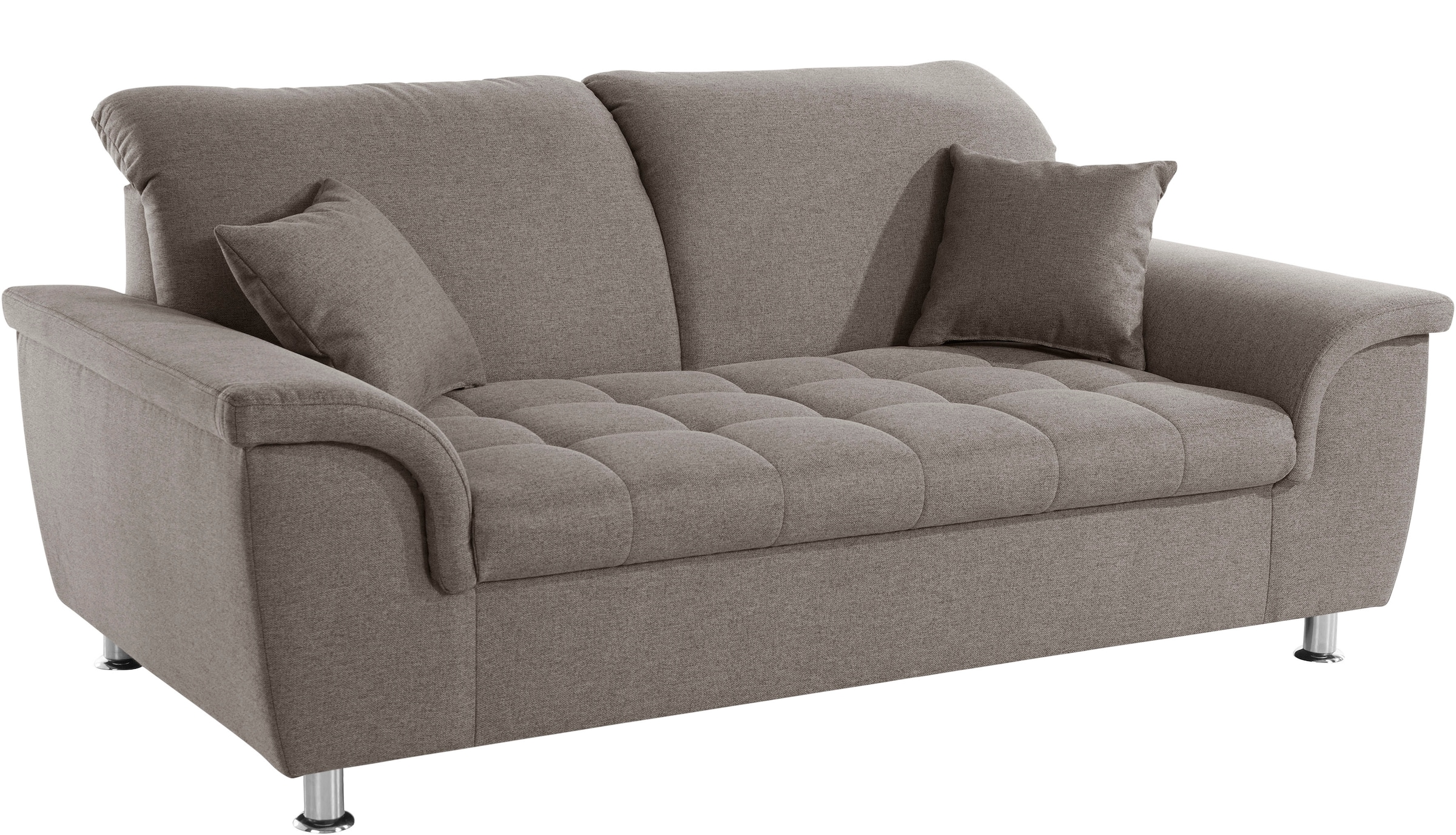 DOMO collection 2-Sitzer »Franzi, zeitlos & elegant, moderne Sitzheftung«, wahlweise mit Kopfteilverstellung, inklusive Zierkissen
