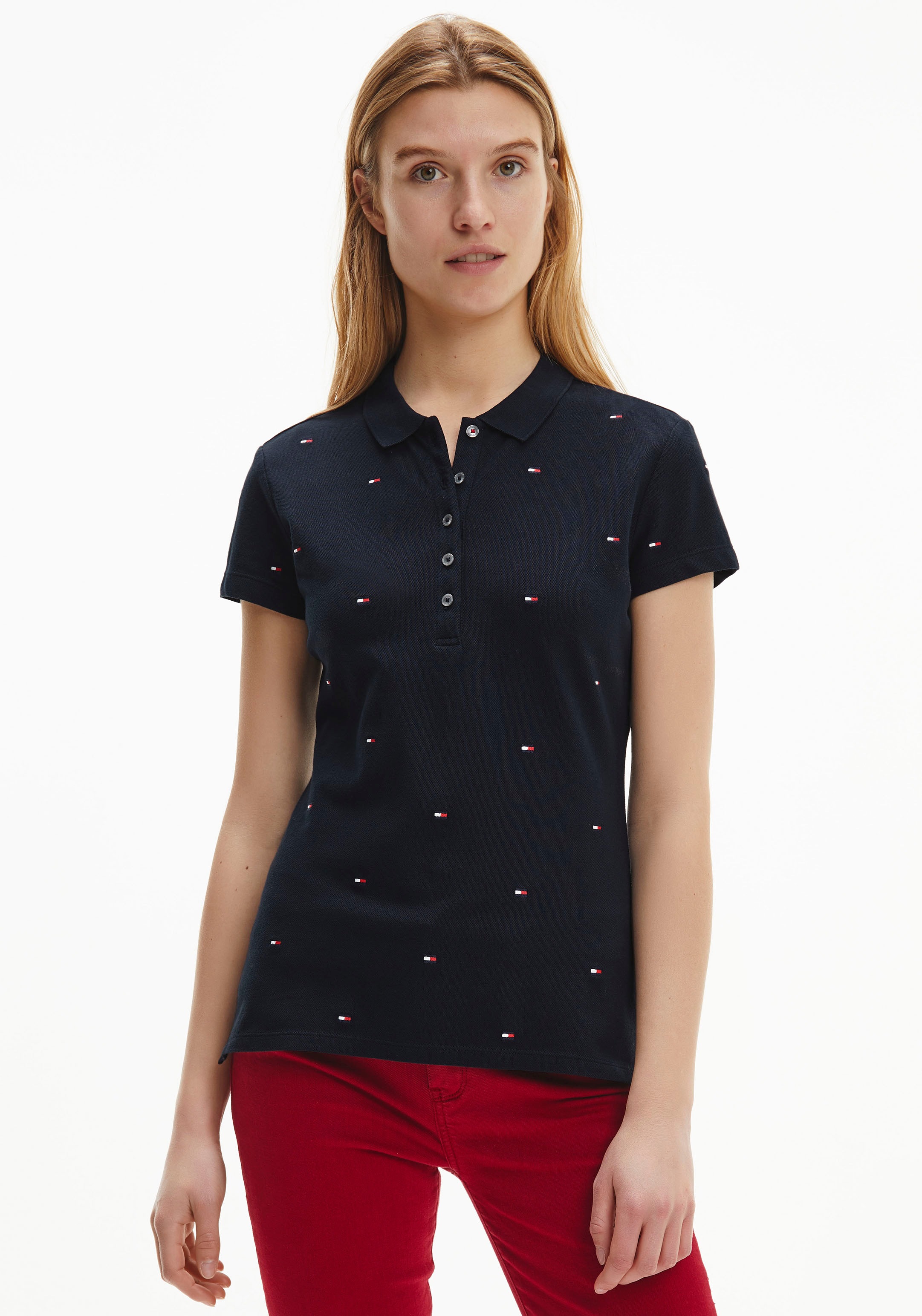 Tommy Hilfiger Poloshirt »SIZE CHIARA EMBRO POLO SS«, mit kleinen Tommy Hilfiger Logos