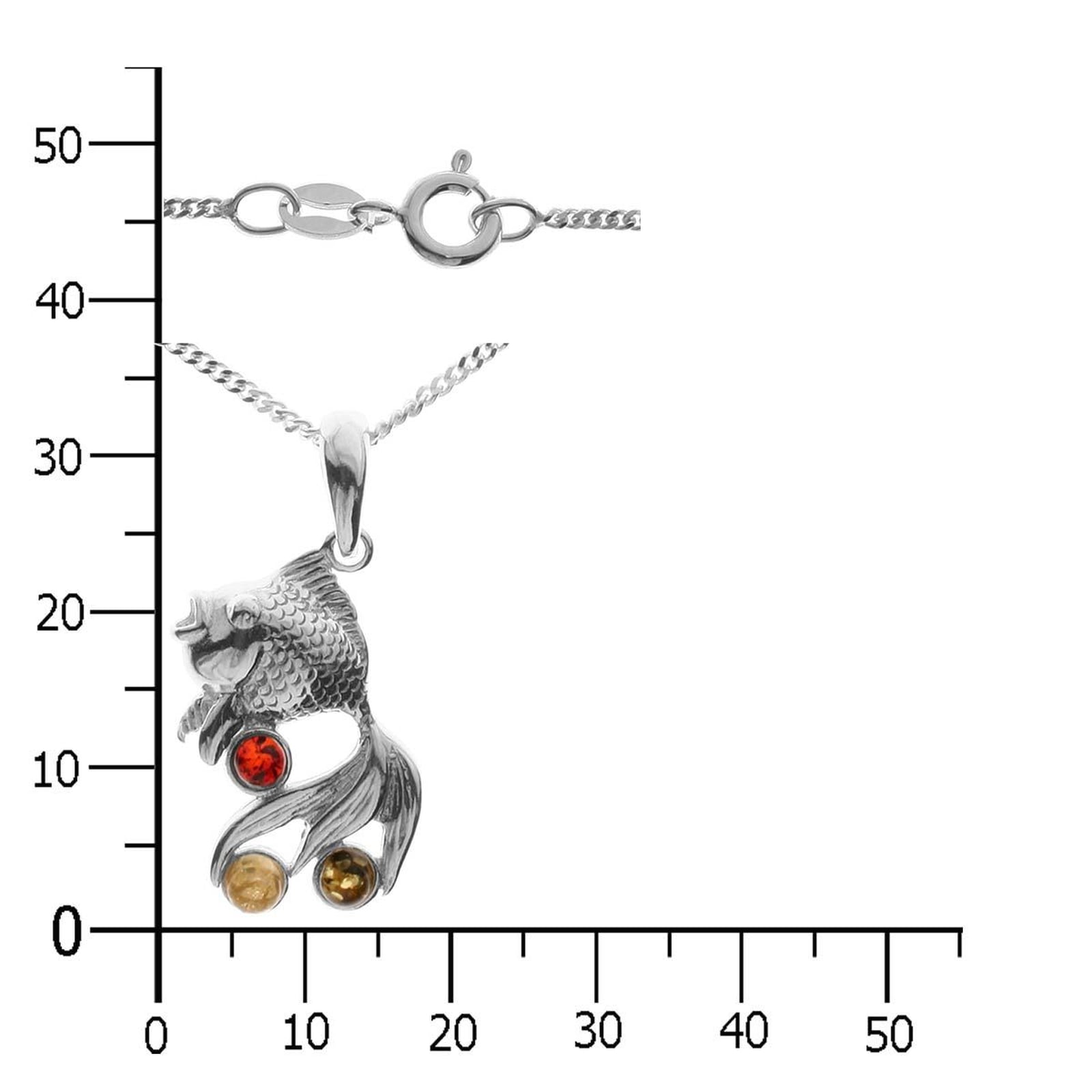 OSTSEE-SCHMUCK Kette mit Anhänger »- Fisch - Silber 925/000 - Bernstein«