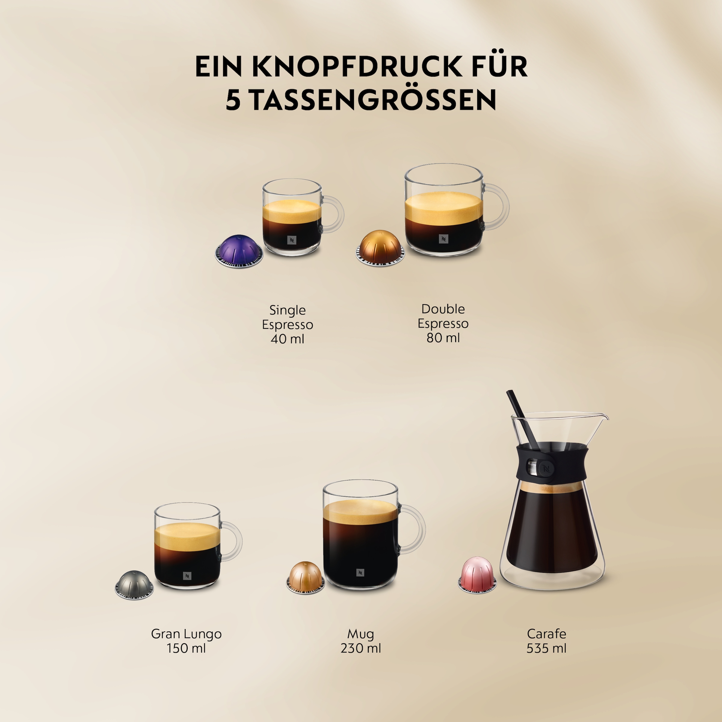 Nespresso Kapselmaschine »Vertuo Up« schlankes Design, Coffee Creations Modus, Auto-Off, 1,4 l Wassertank