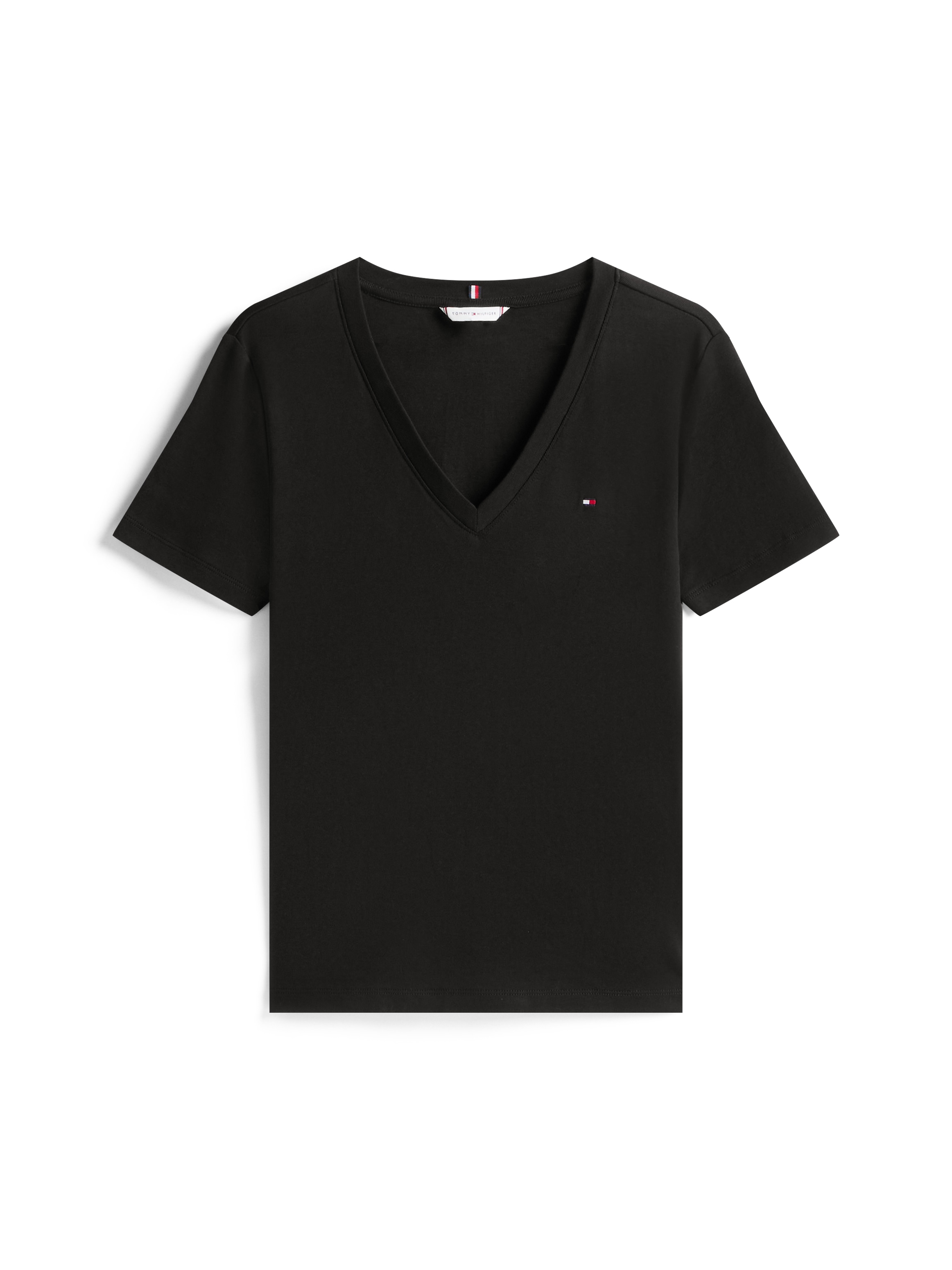Tommy Hilfiger T-Shirt »SLIM CODY V-NK SS mit V-Ausschnitt und Streifen«, gestreift, casual, slim fit, Baumwolle, V-Ausschnitt