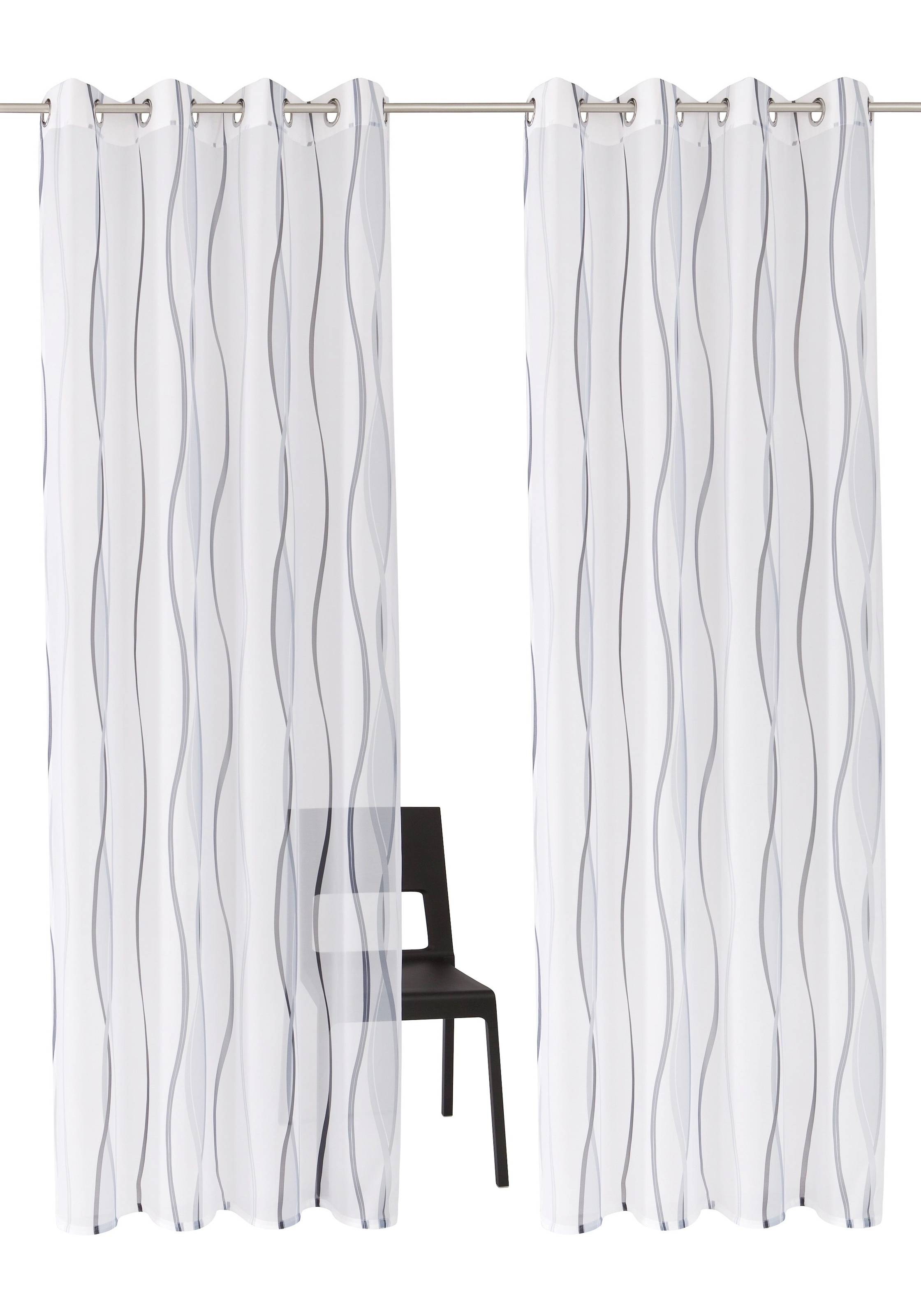 my home Polyester, transparent, Online Gardine Set, (2 im 2-er St.), »Dimona«, Shop Wellen OTTO Voile