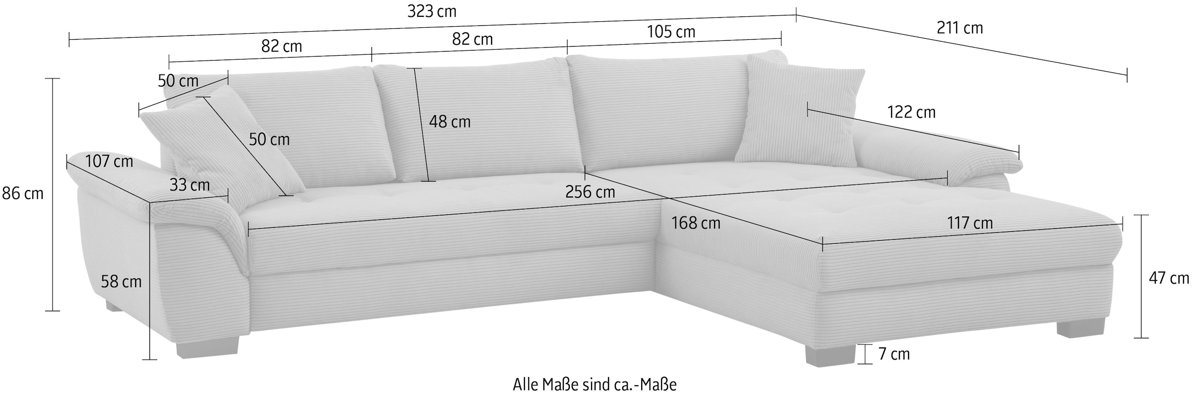 Mr. Couch Ecksofa »Dario, L-Form, mit Bett und Bettkasten« mit Kaltschaum