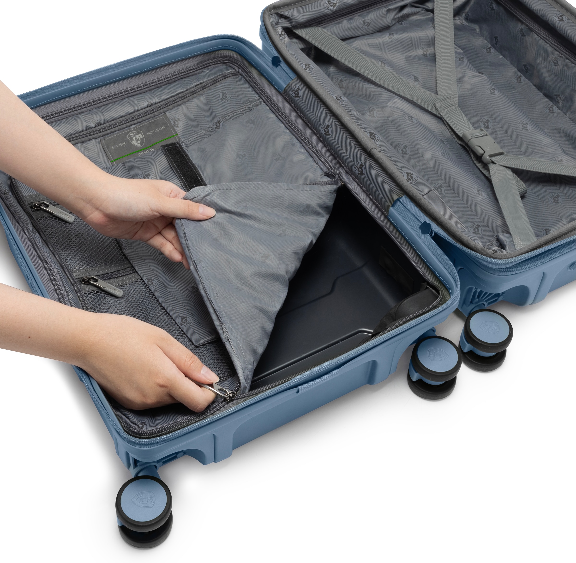 Heys Hartschalen-Trolley »ReNew, verschiedene Größen und Farben«, 4 Rollen, herausnehmbares Innenfutter Volumenerweiterung 5 Jahre Garantie
