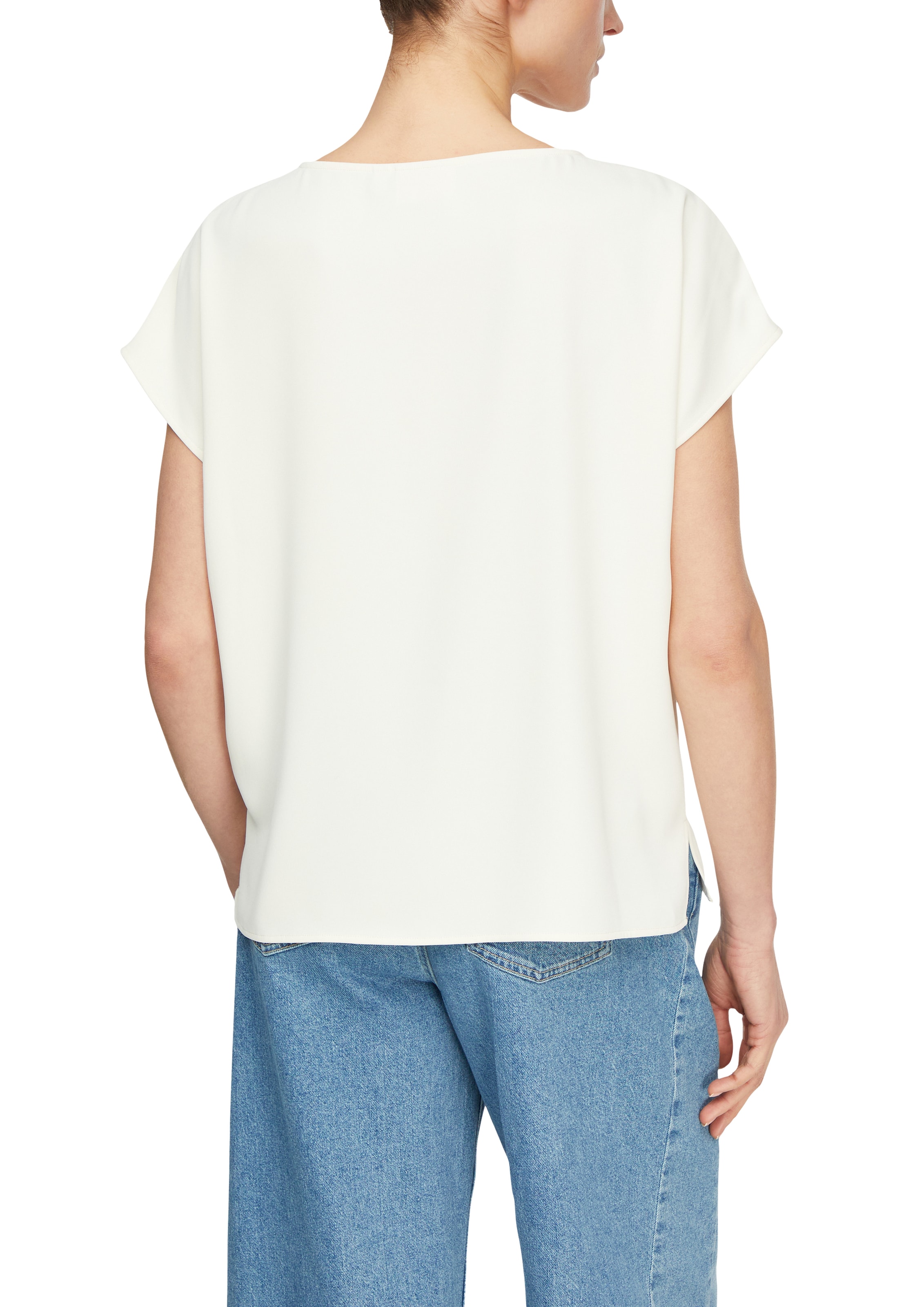 Comma Kurzarmbluse Sommerbluse - unifarben - mit Stretch