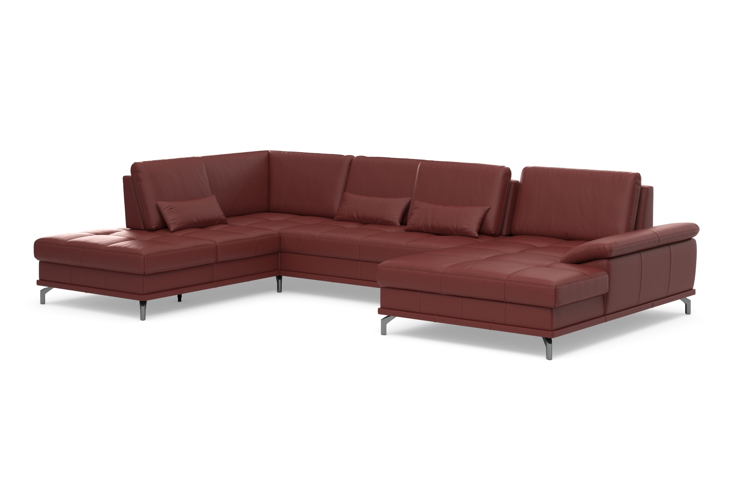 Places of Style Wohnlandschaft »Costello U-Form, B: 363 cm mit Sitztiefen-, Armteilverstellung &«, 3 Nierenkissen, optional Bettfunktion & Bettkasten