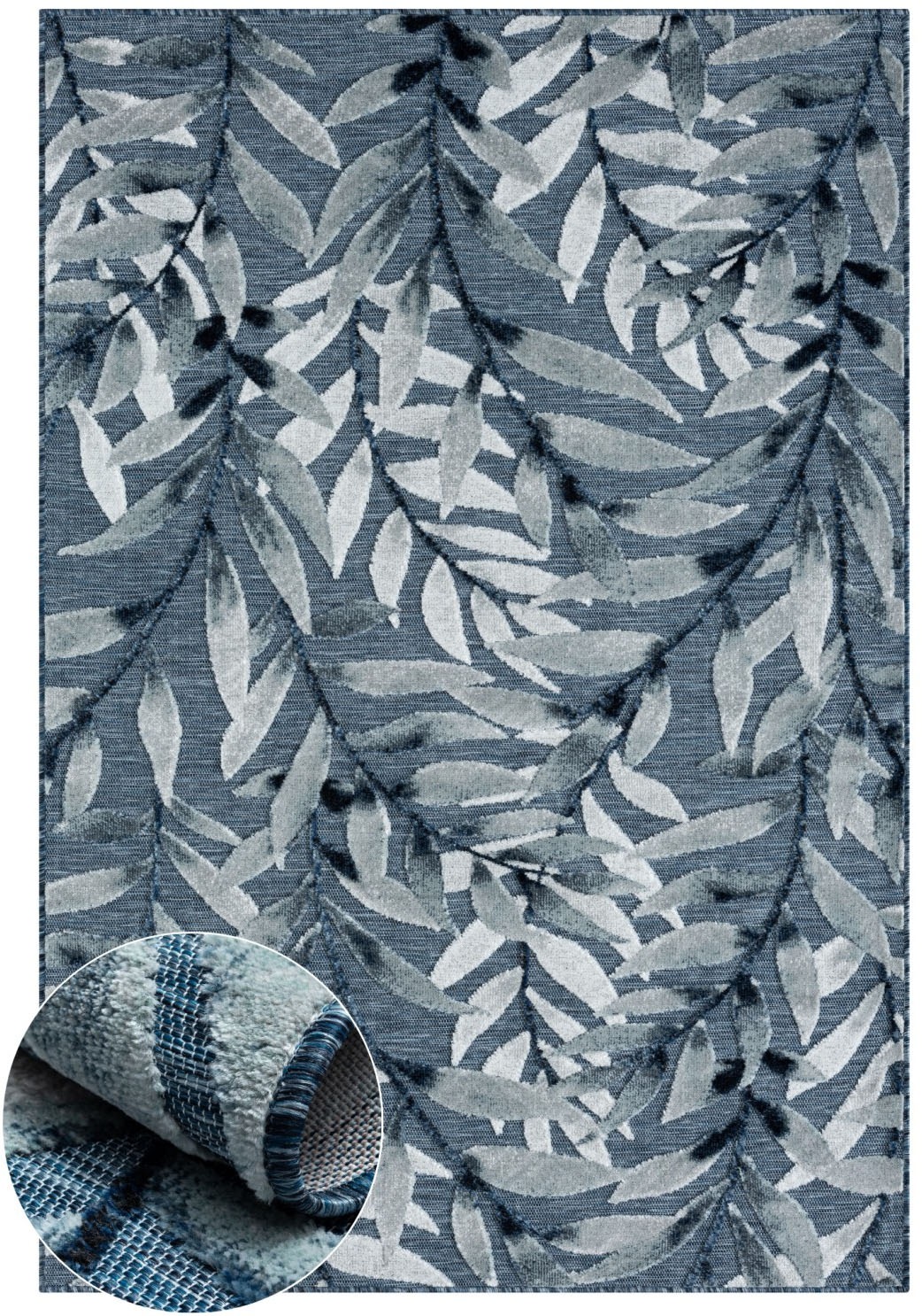 Myflair Möbel & Accessoires Teppich »Olivia, LAGERRÄUMUNG!«, rechteckig, 8 mm Höhe, Blätter Motiv, Hoch-Tief Effekt, Outdoor geeignet, Balkon, Terrasse