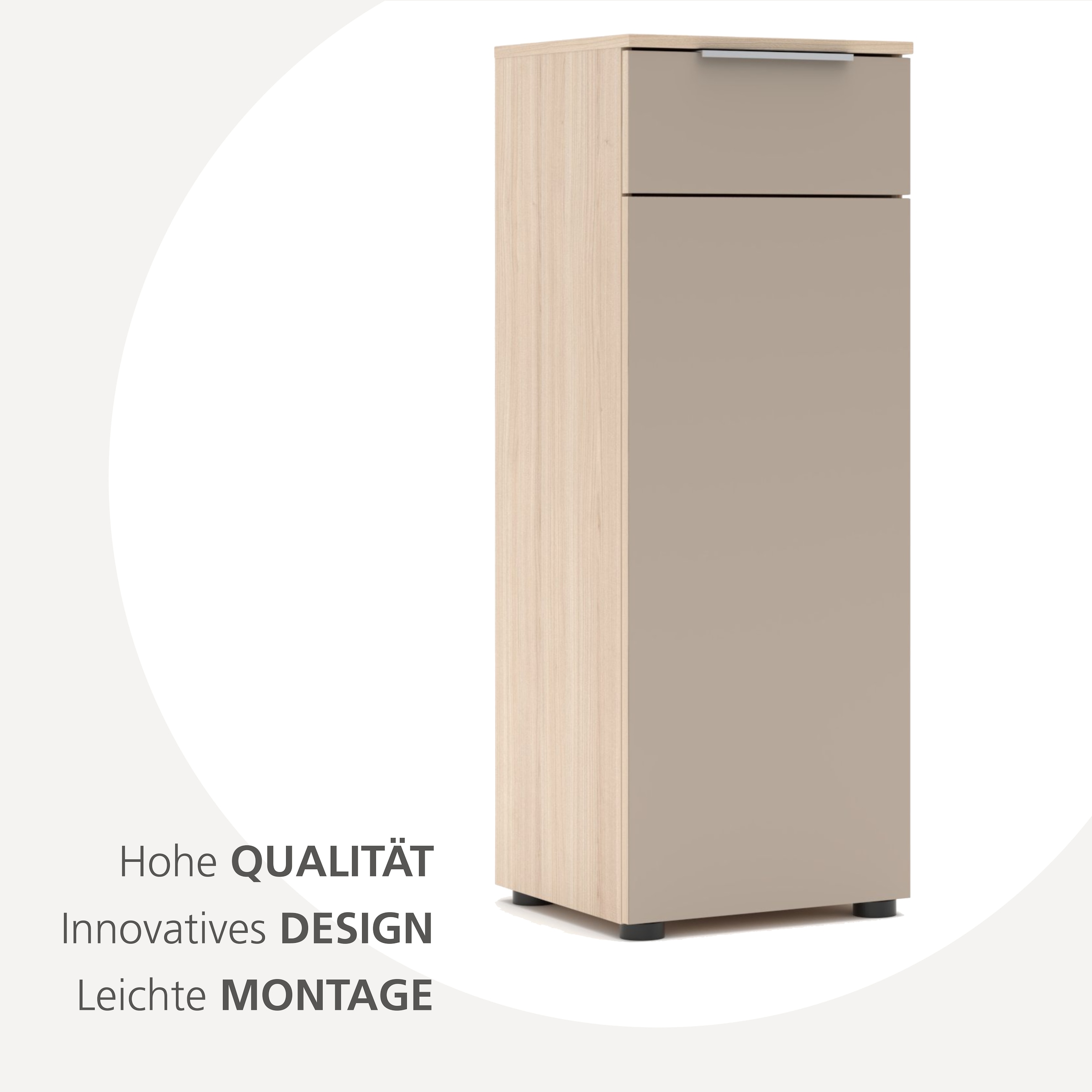 Innostyle Aktenschrank »Büroschrank Santorin, 40/110/38 cm ( B/H/T)« 1 Stk. tlg. 1 Tür links/rechts verwendbar, Softclose, Klarglas, ABS Schutzkante