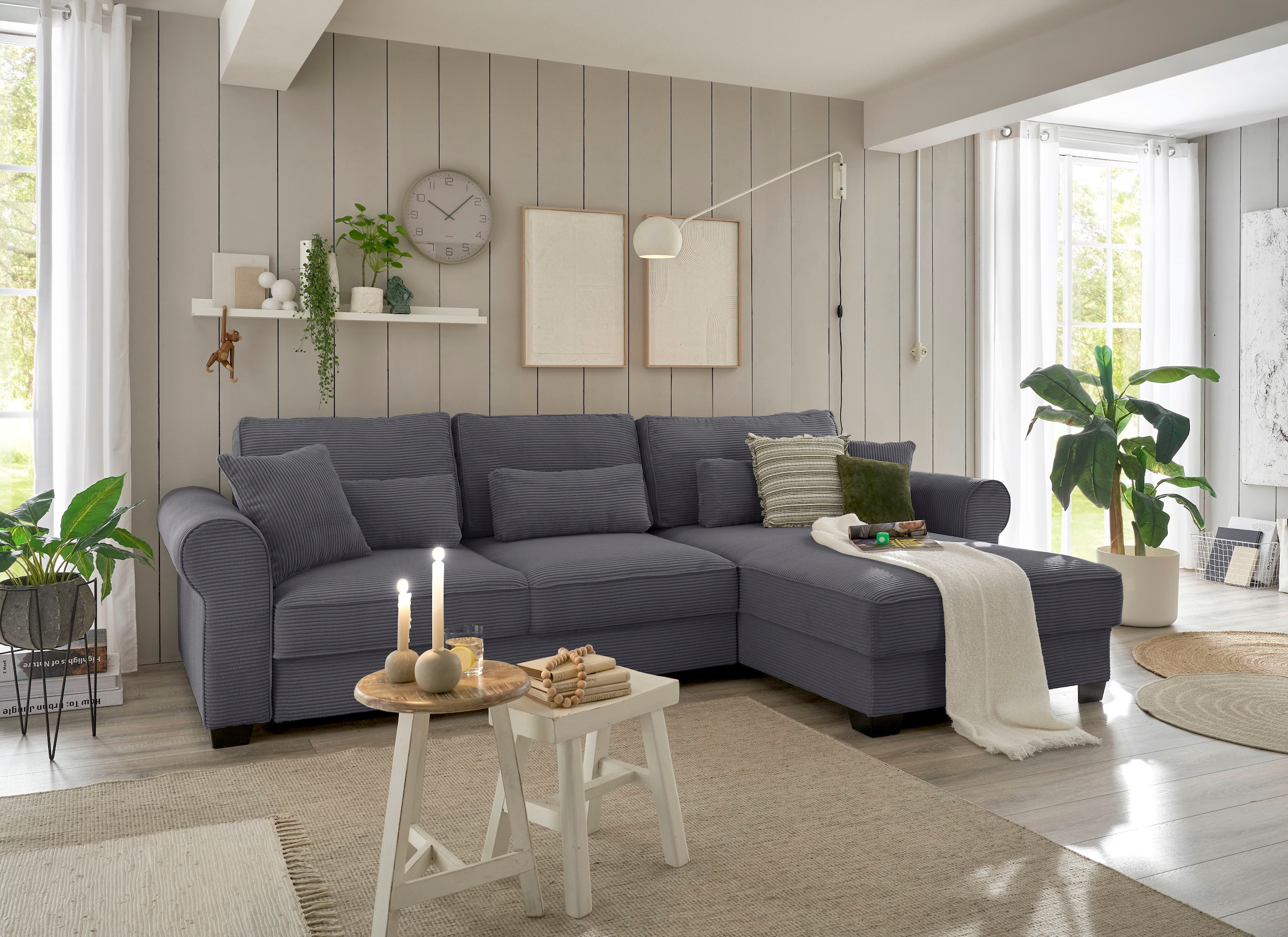 ED EXCITING DESIGN Ecksofa »Angelina L-Form«, frei im Raum stellbar, mit Bettkasten, mit Schlaffunktion