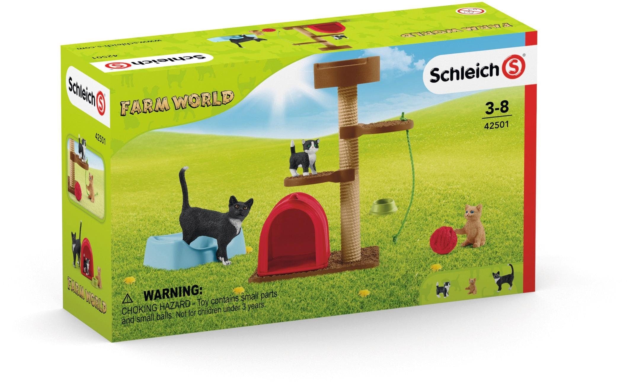 Schleich® Spielfigur »FARM WORLD, Spielspaß für niedliche Katzen (42501)«, (Set)