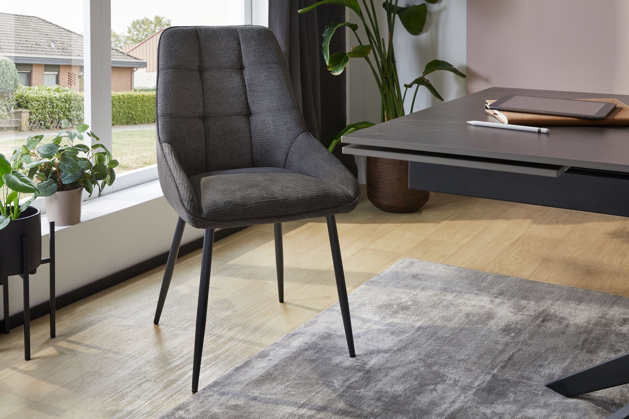 Jockenhöfer Gruppe »ROGER« (Set) 4 Stk.4-Fuss Stuhl, Webstoff, Schalenoptik