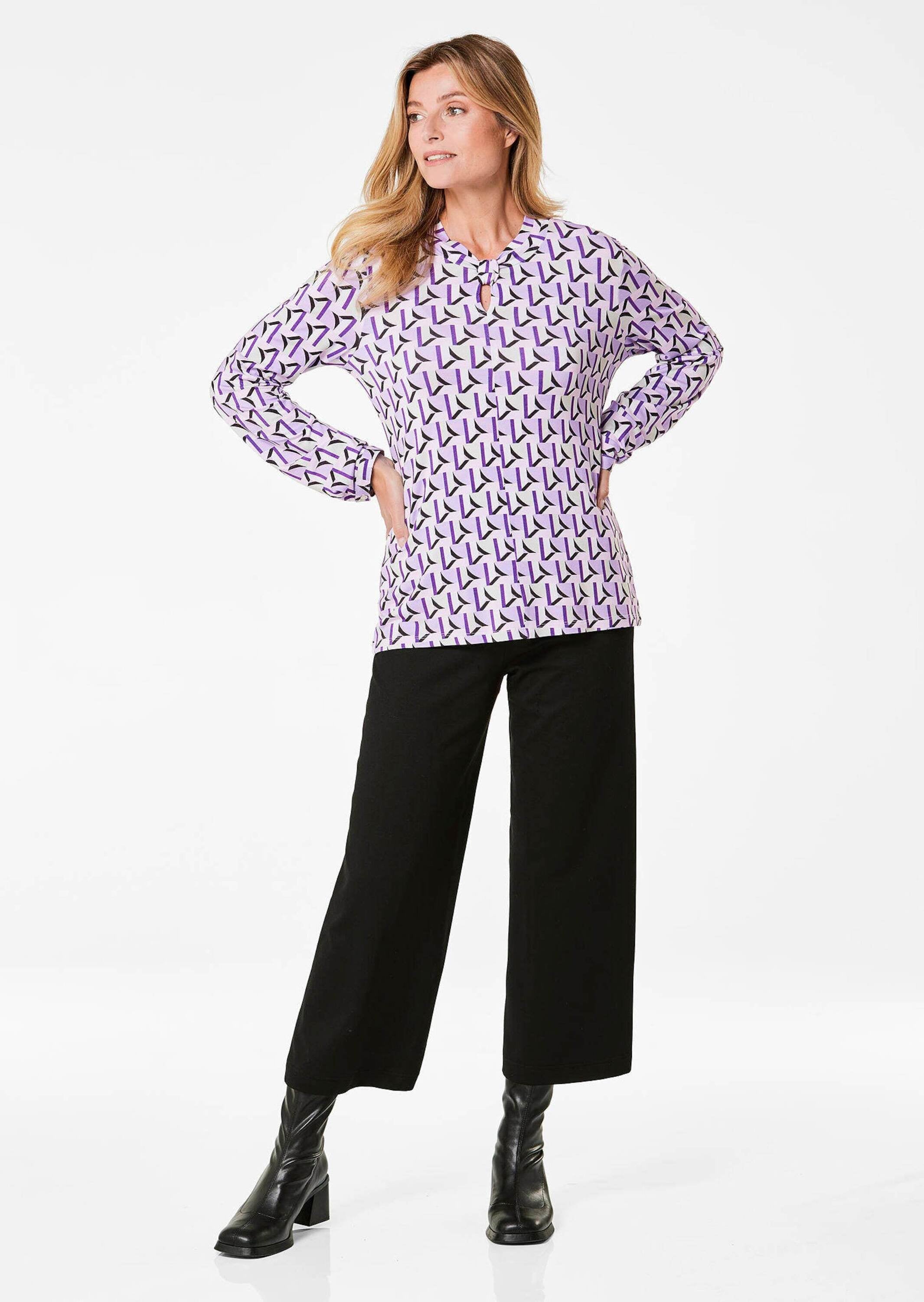 GOLDNER Print-Shirt »Schönes Druckshirt mit außergewöhnlichem Ausschnitt« Ausschnitt mit Knotendetail