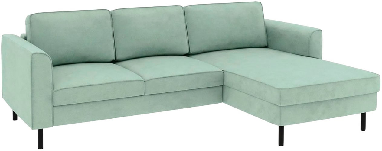 Home affaire Ecksofa »Booster II, whlw. mit Schlaffunktion & Bettkasten, Fuß schwarz« Recamiere beidseitig montierbar,L-Form, in Cord & Struktur LEO o. LINO