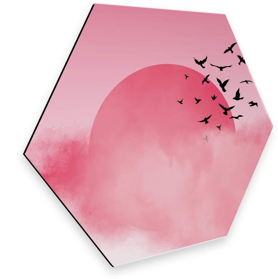 (1 »Vogel OTTO bei Metallbild St.) Sonnenuntergang Wall-Art online Pink«,