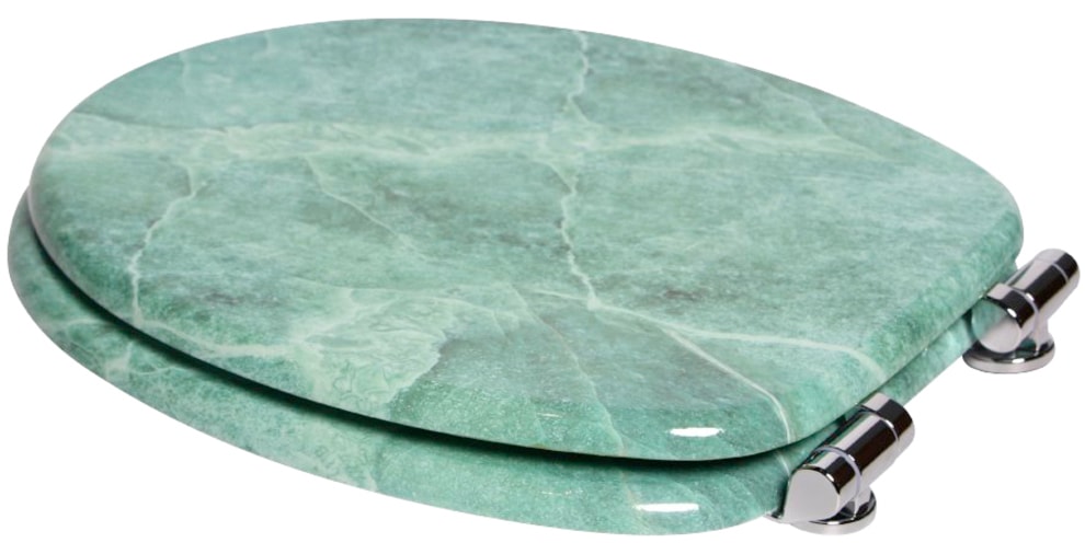 Sanilo Badaccessoire-Set »Marmor Grün« bestehend aus WC-Sitz, Badteppich und Waschbeckenstöpsel