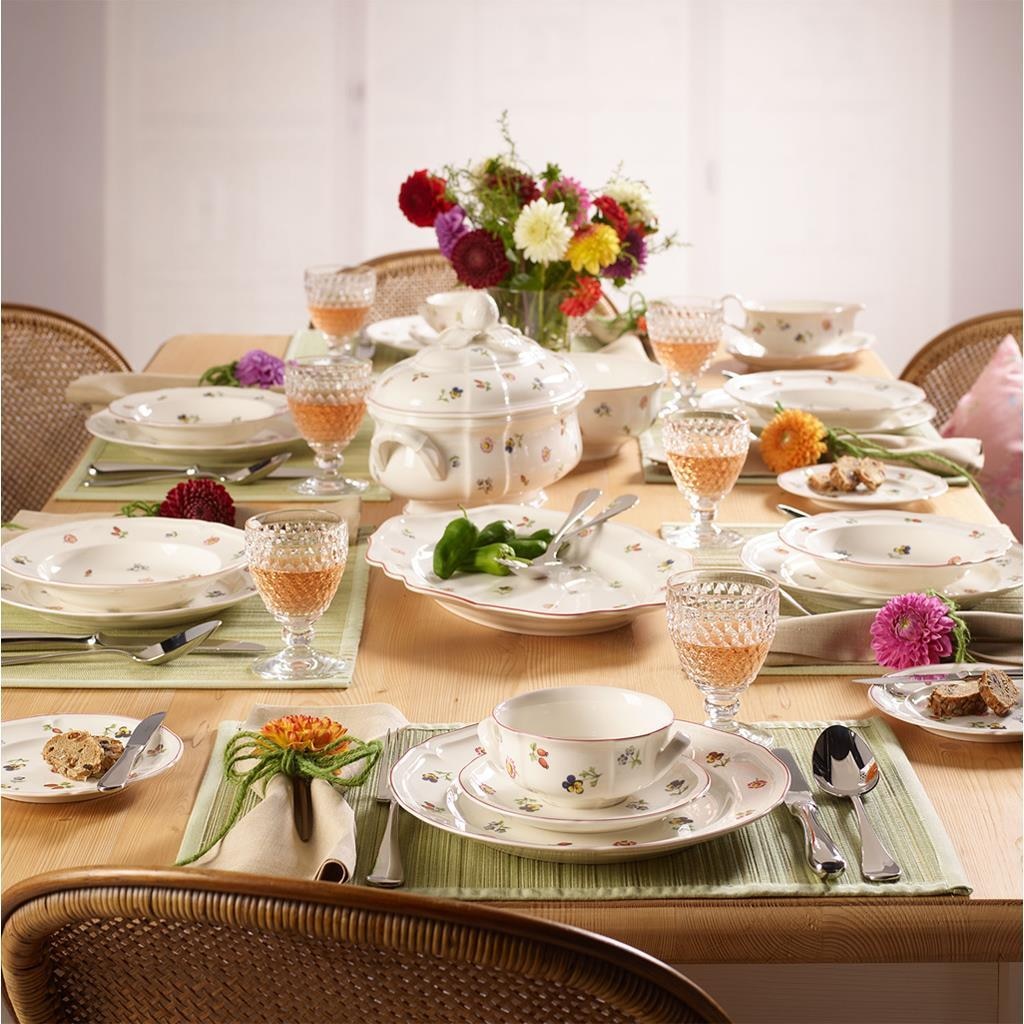 Villeroy & Boch Geschirr-Set »Kombiservice Petite Fleur 30er Set weiß« Spülmaschinengeeignet, Mikrowellengeeignet