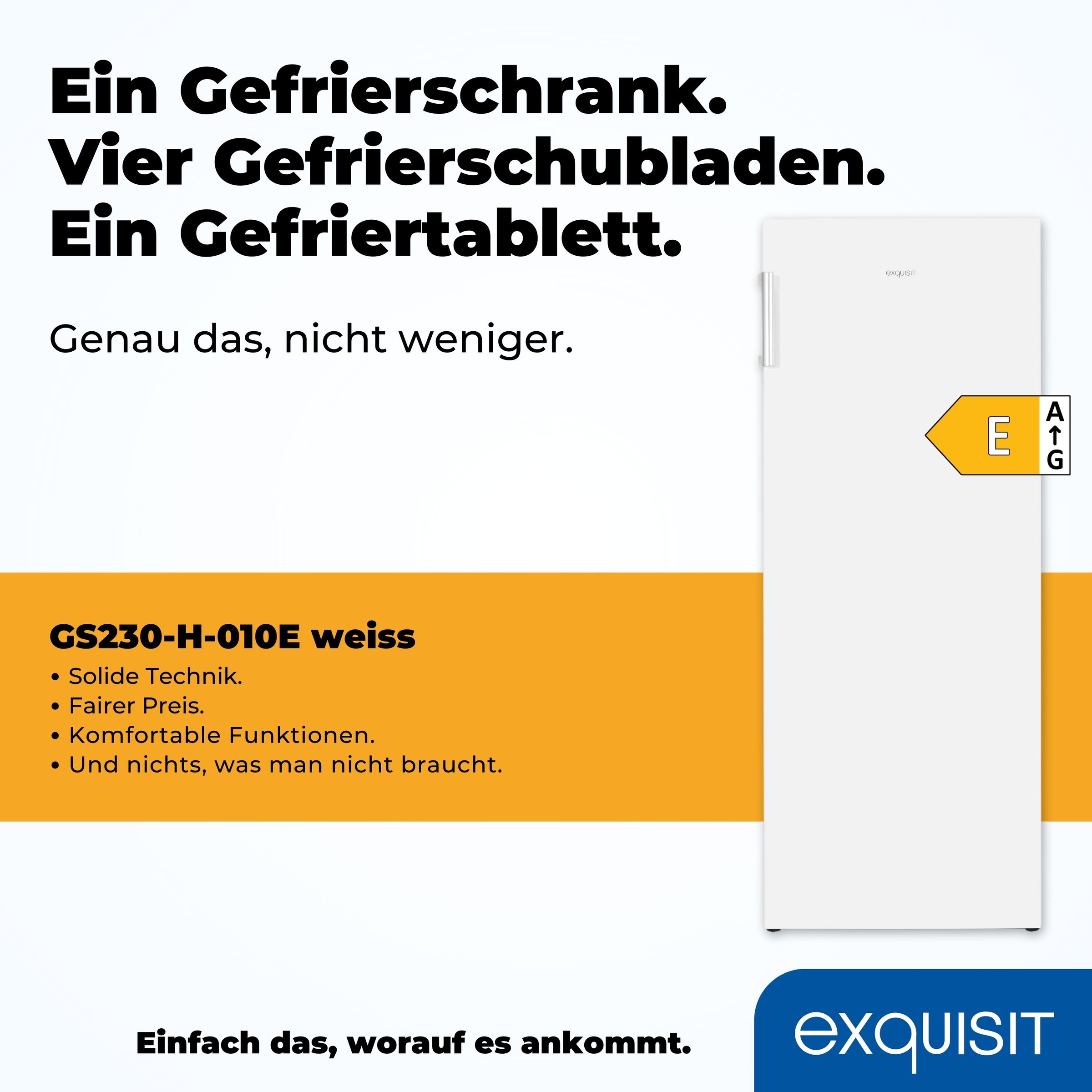exquisit Gefrierschrank »GS230-H-010E«, 143,4 cm hoch, 55 cm breit