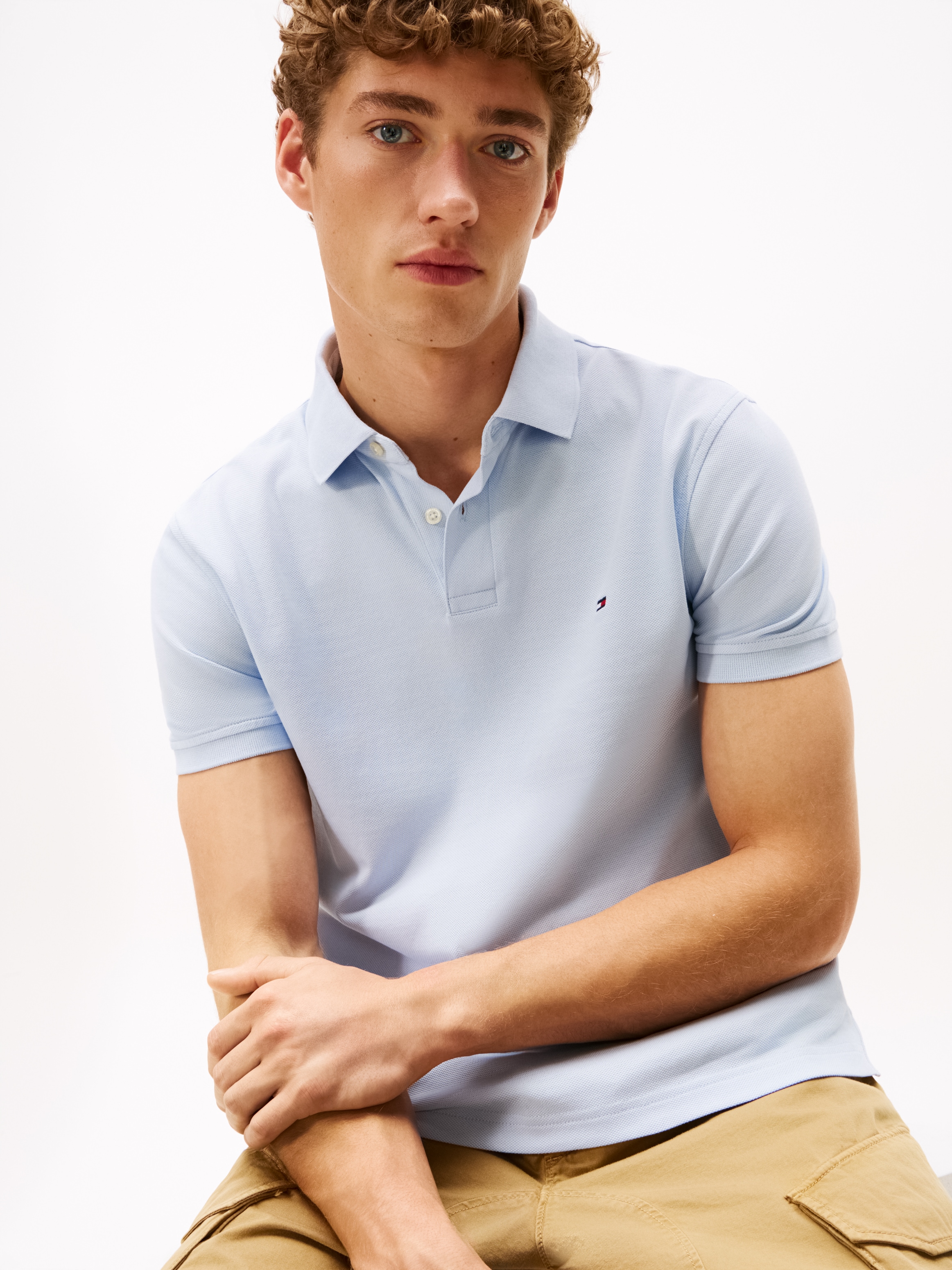 Tommy Hilfiger Poloshirt »1985 REGULAR POLO mit Kontraststreifen und Knopfleiste« unifarben, sportlich, regular fit, Baumwollmix, Polokragen