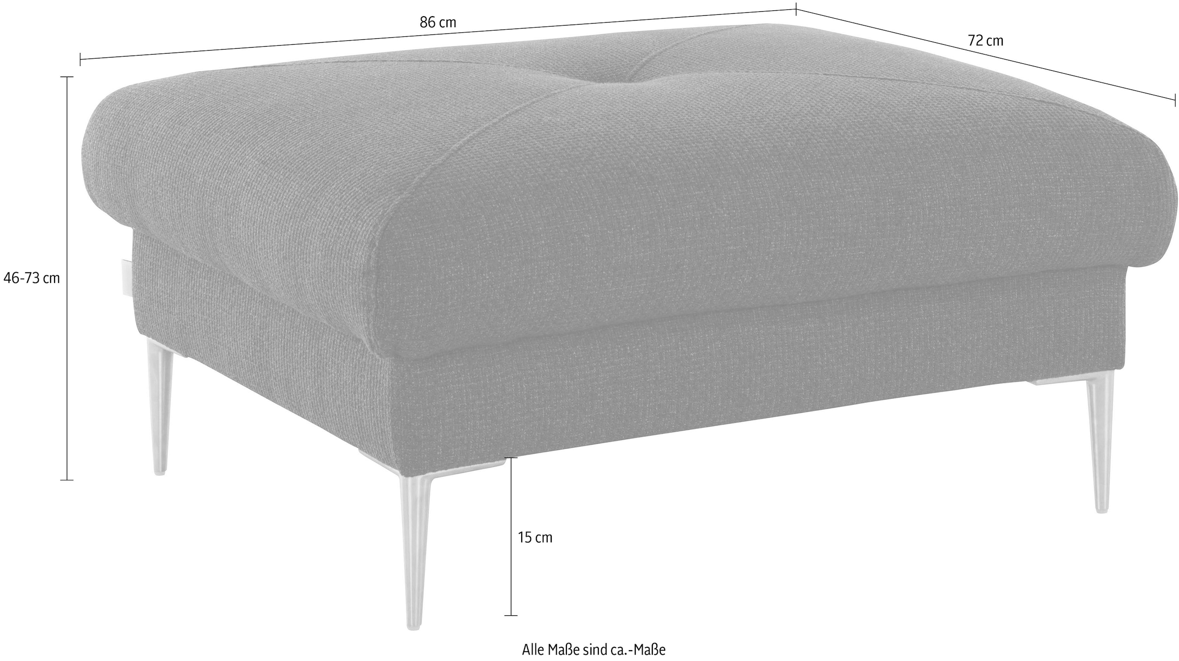 TRENDMANUFAKTUR Hocker »Chilltime, elegant und bequem durch Komfortsitzhöhe 46cm, hoher Fuß«, mit eleganter Kreuznaht auf der Sitzfläche