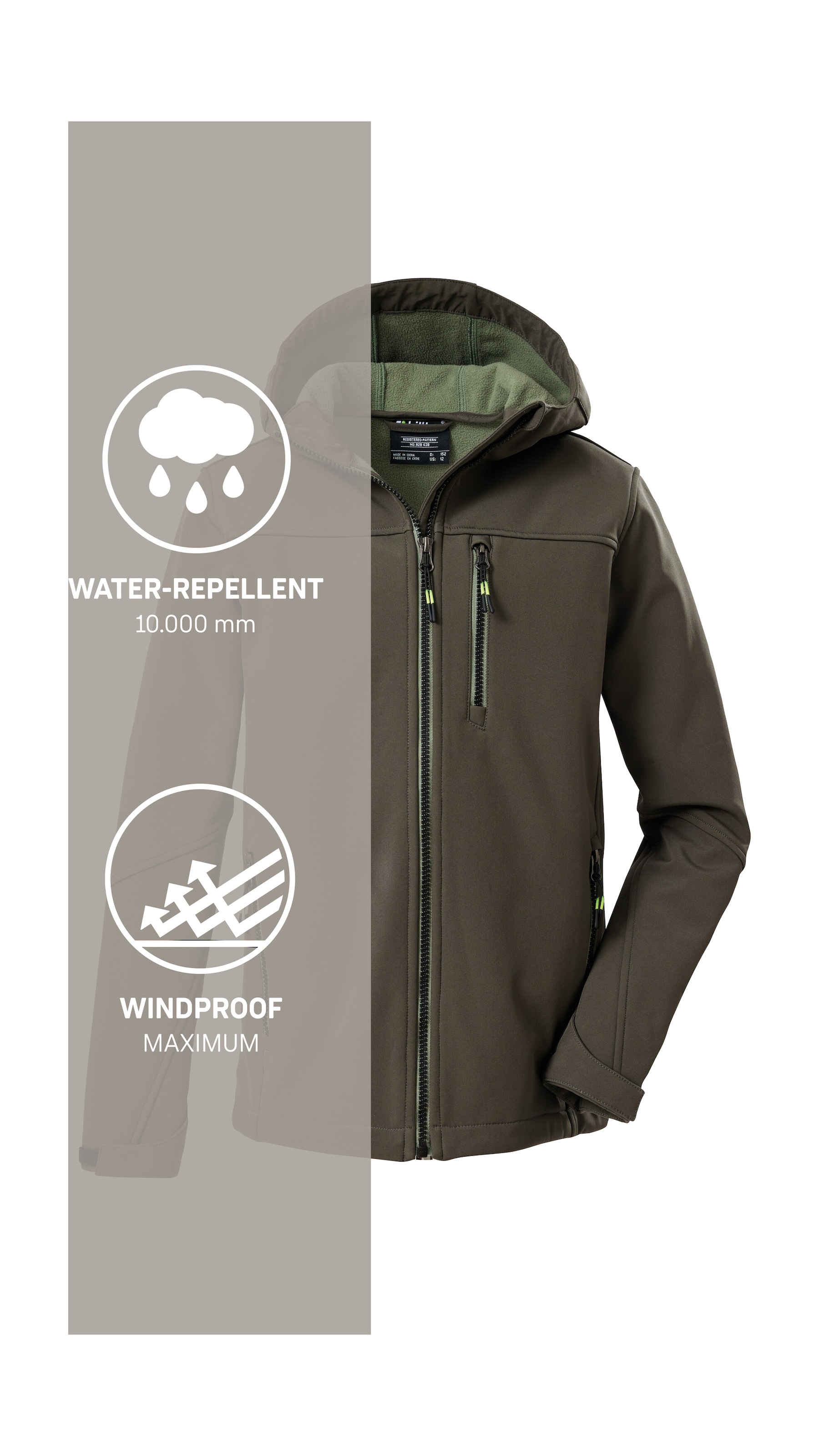 Killtec Softshelljacke »Jungen Softshelljacke«, Wasserabweisende Softshelljacke mit Fleece und verstellbaren Details
