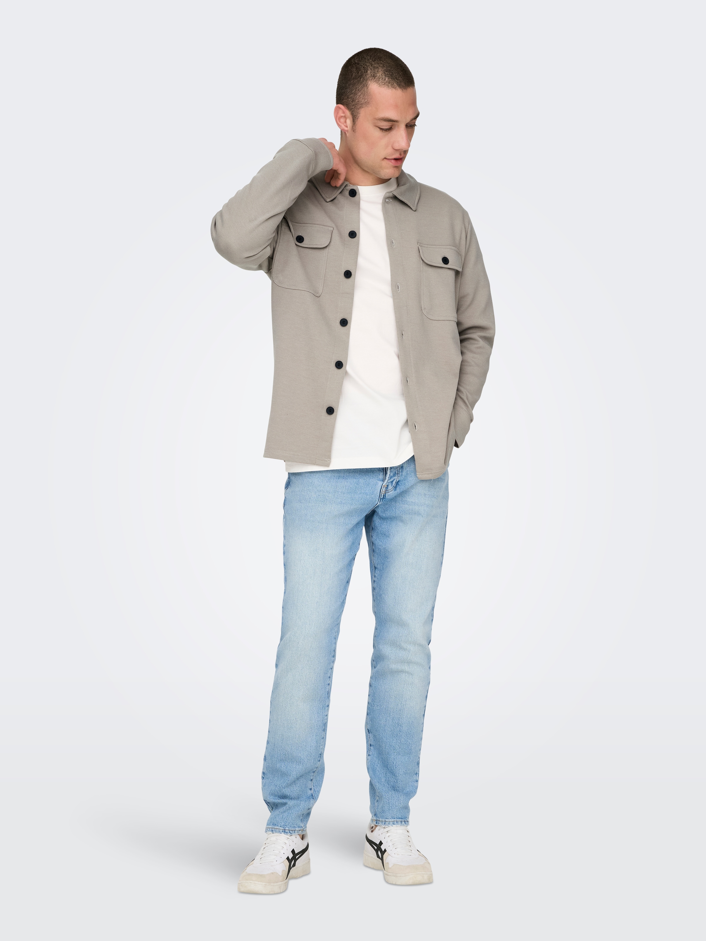 ONLY & SONS Langarmhemd »ONSNEWKODYL OVERSHIRT SWEAT NOOS« Materialmix, regular fit