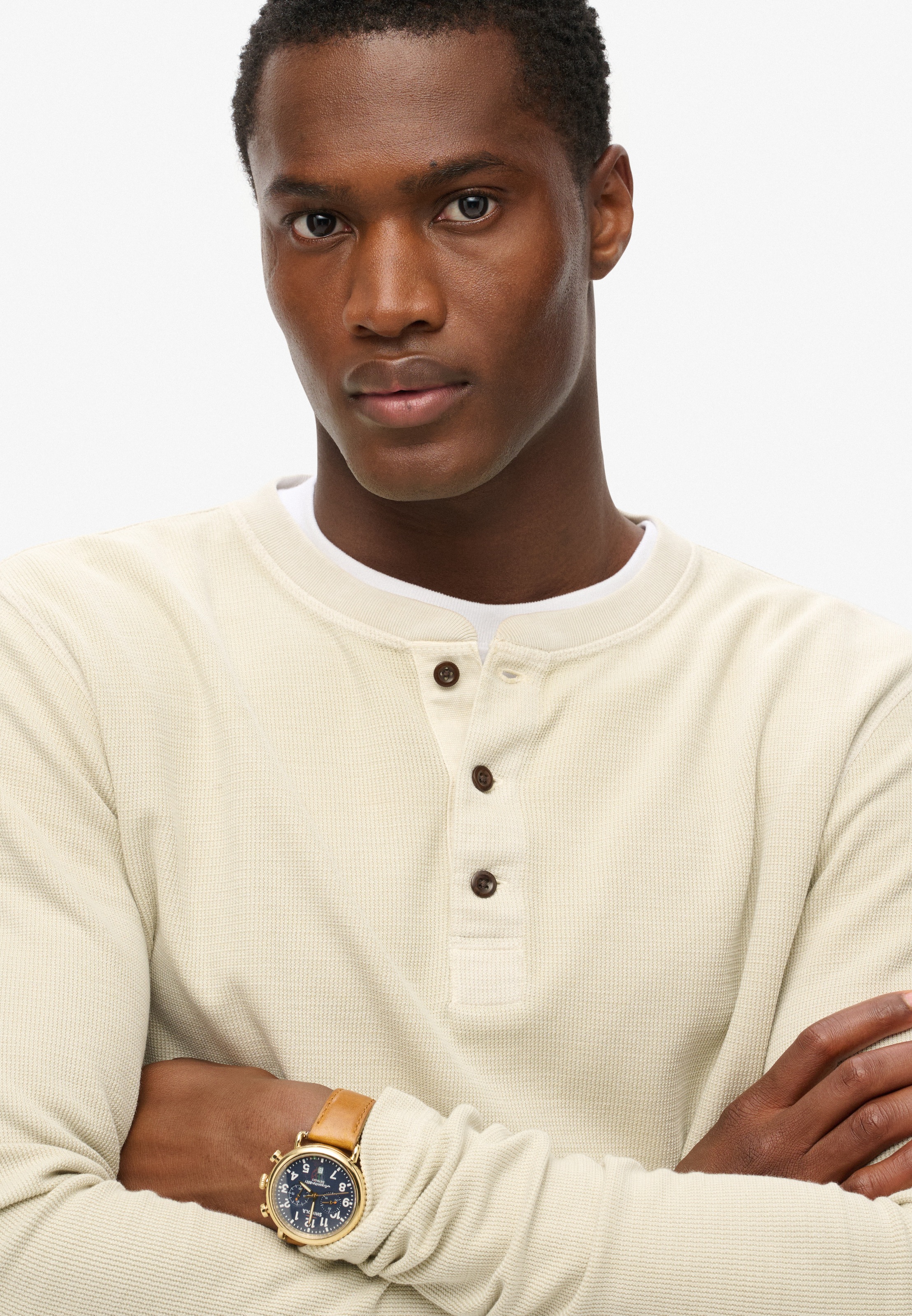 Superdry Langarmshirt »WAFFLE LONG SLEEVE HENLEY TOP«